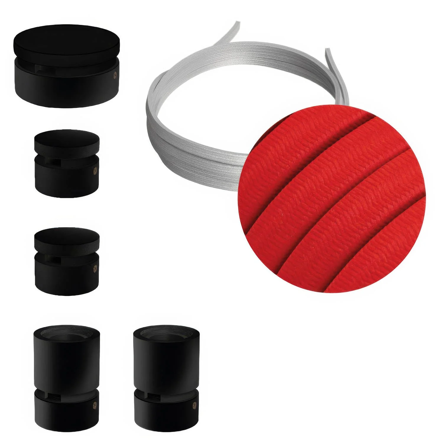 Filé Wiggle Kit System - with 3 m CM09 cable for string light and 5 black painted wooden components for indoor use