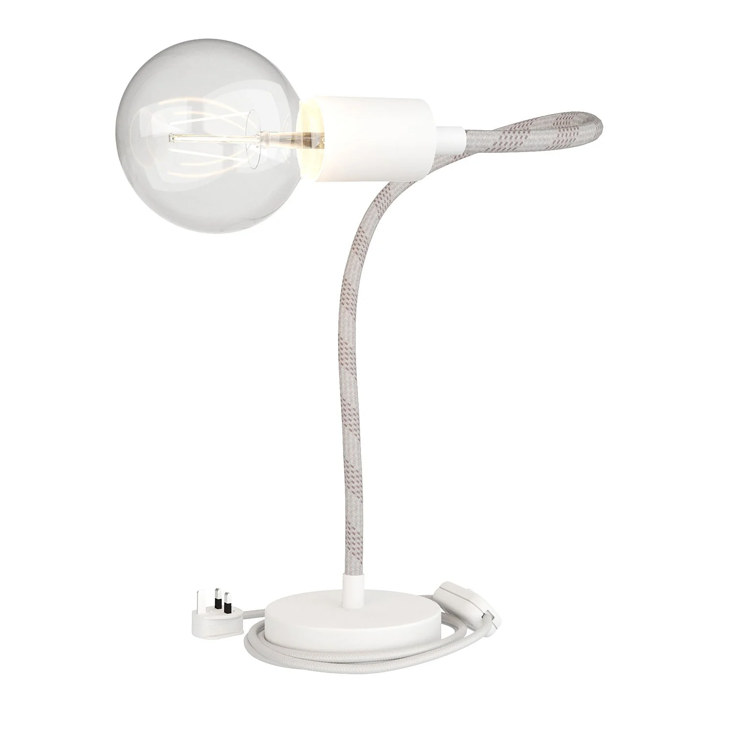 Table Flex adjustable table lamp with diffused light and UK plug – Matt white