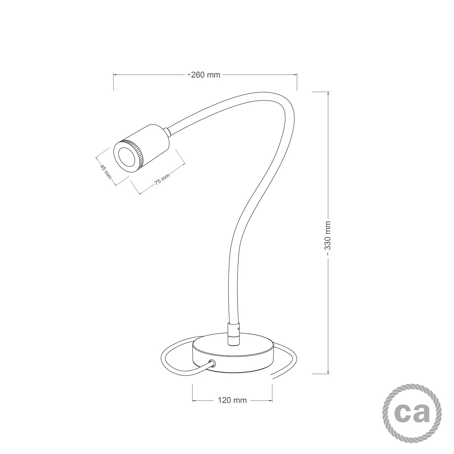 Table Flex GU1d0 adjustable table lamp with mini LED spotlight and UK plug - Satin bronze - Image 5