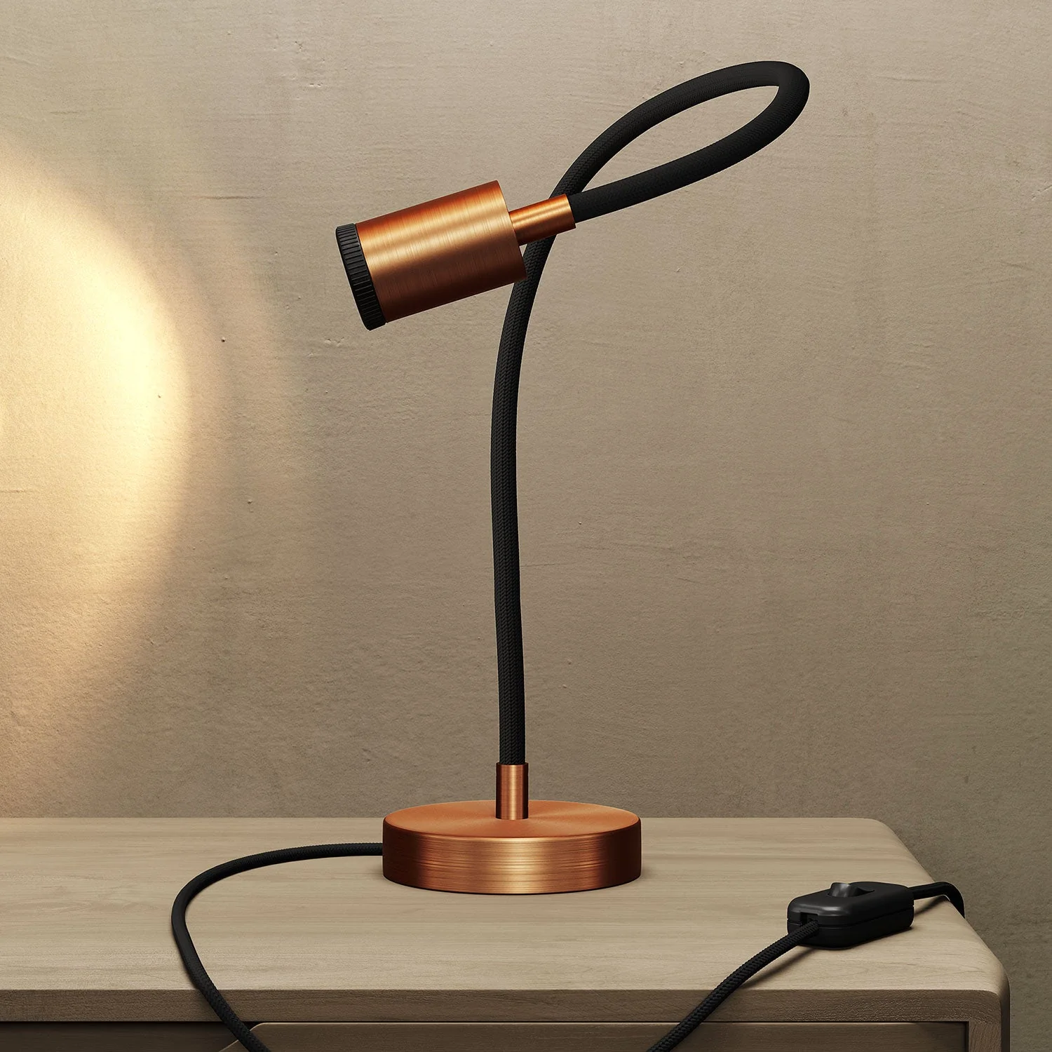 Table Flex GU1d0 adjustable desk lamp with mini LED spotlight - Satin copper - Image 2