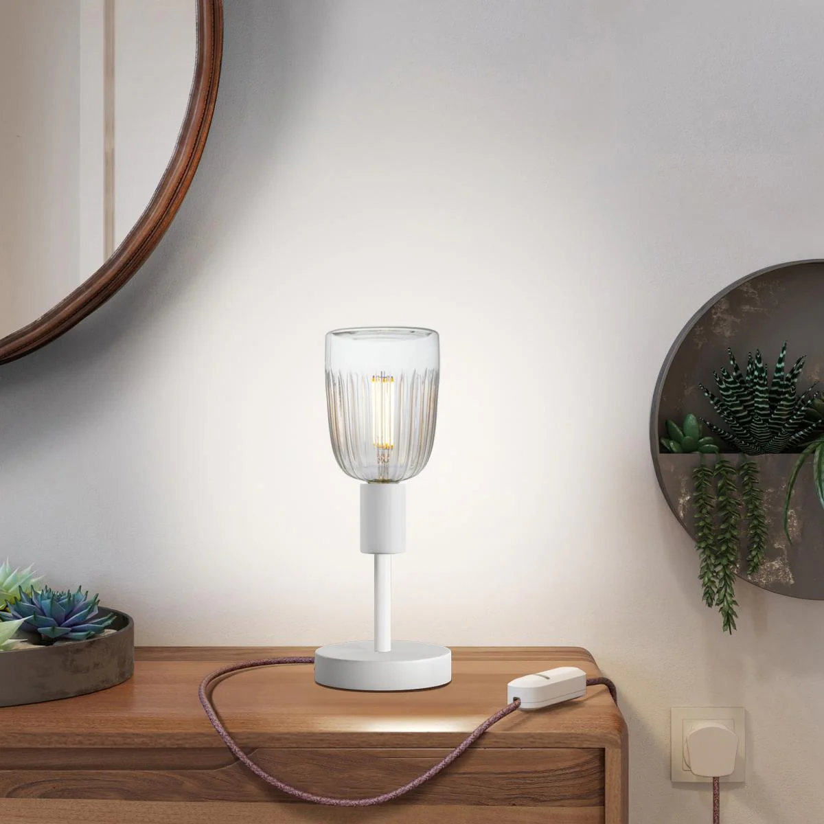 Alzaluce Tiche table lamp in metal with UK plug - Matt white - Image 6