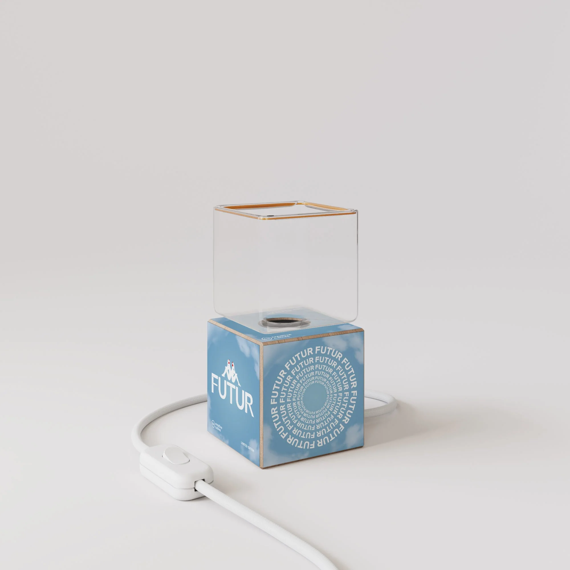 Cubetto table lamp "Futur" with UK plug and Ghost light bulb - Futur Festival - Image 4