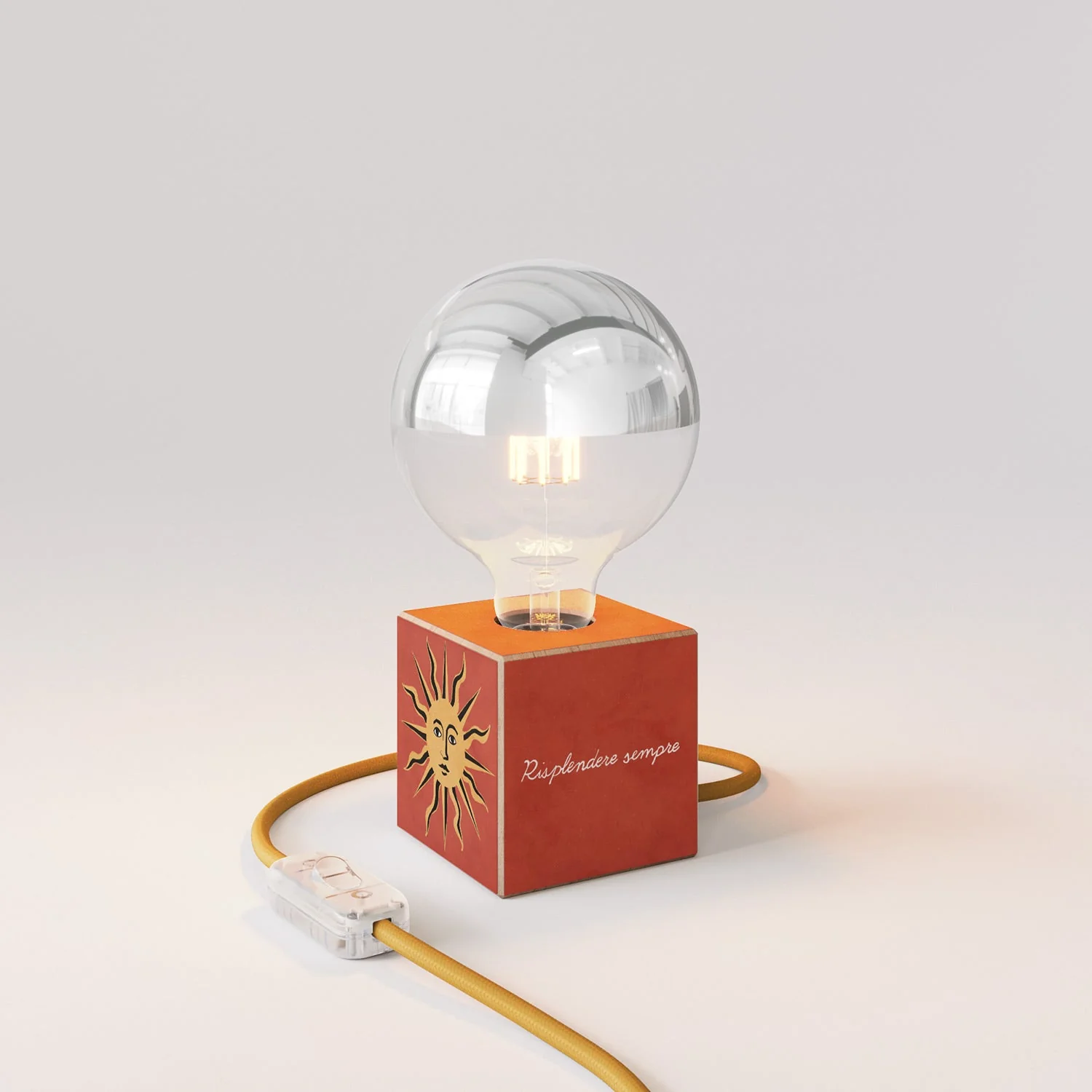 Cubetto table lamp "Il sole" with half-silver globe light bulb - Santomanifesto