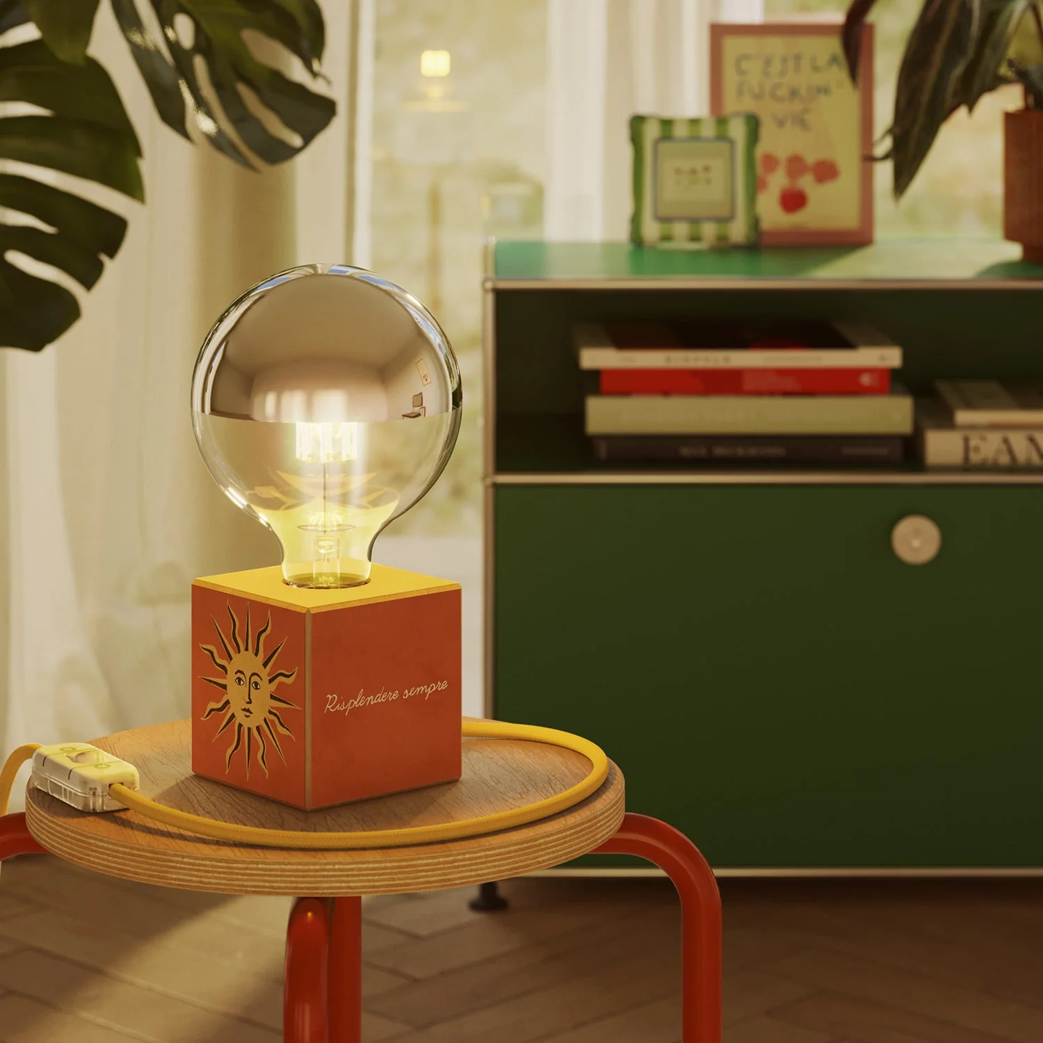Cubetto table lamp "Il sole" with half-silver globe light bulb - Santomanifesto - Image 2