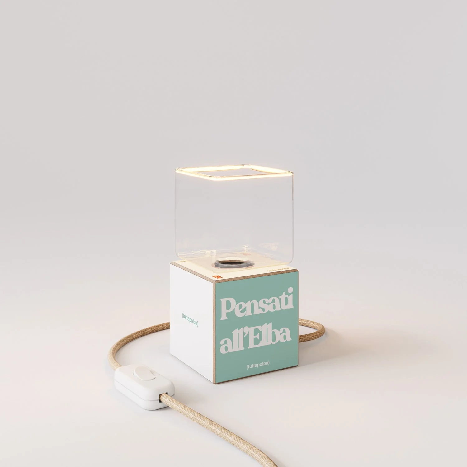 Cubetto table lamp “Pensati all’Elba” with Ghost light bulb - Tuttapolpa