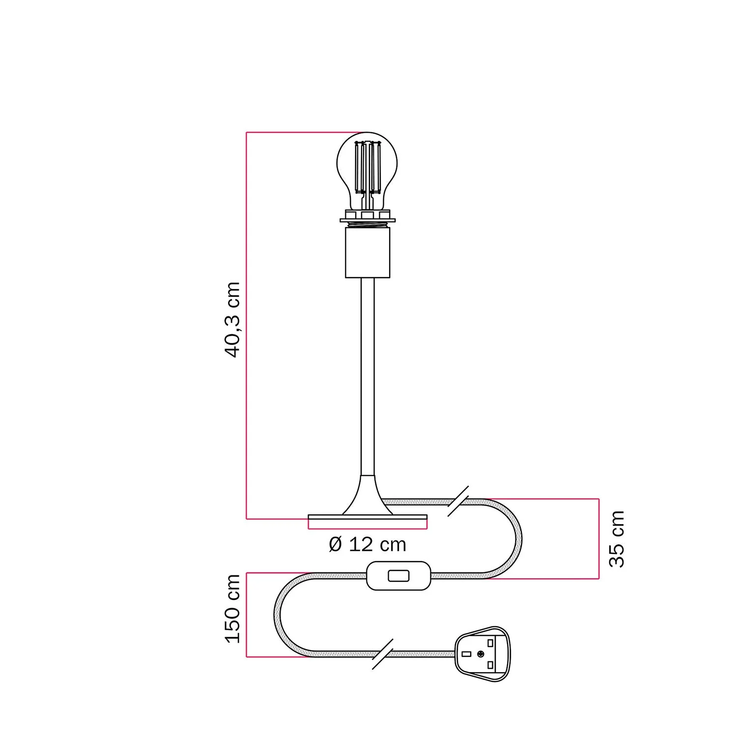 MAG-Y table lamp with round metal base, suitable for lampshade and UK plug – Satin bronze - Image 4