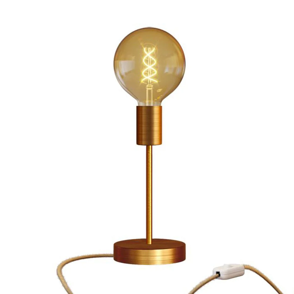 Alzaluce Globo table lamp in metal with UK plug - Satin copper