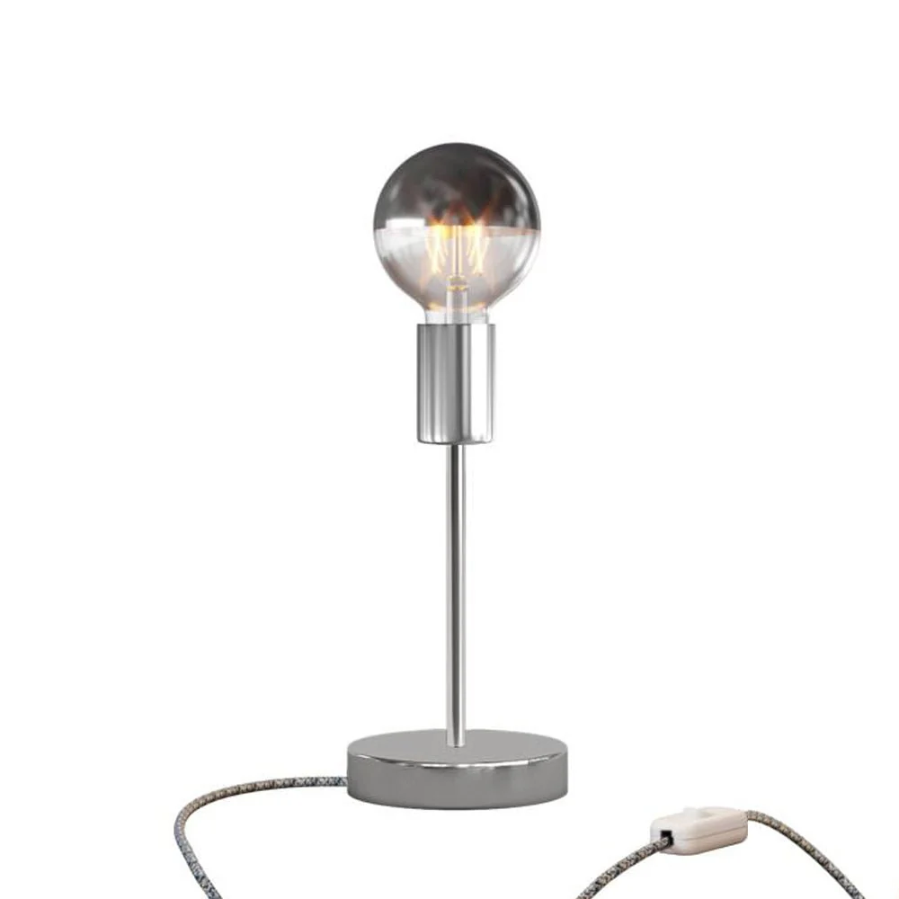 Alzaluce Half Cup table lamp in metal with UK plug – Chrome