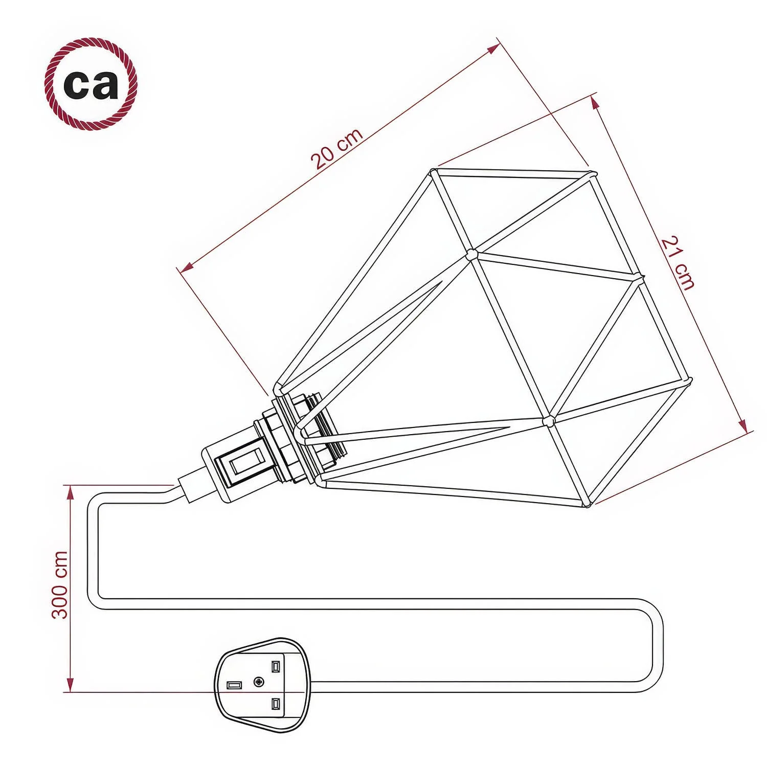 Table Snake - Plug-in lamp with UK plug and Diamond cage lampshade - Brass - Image 4