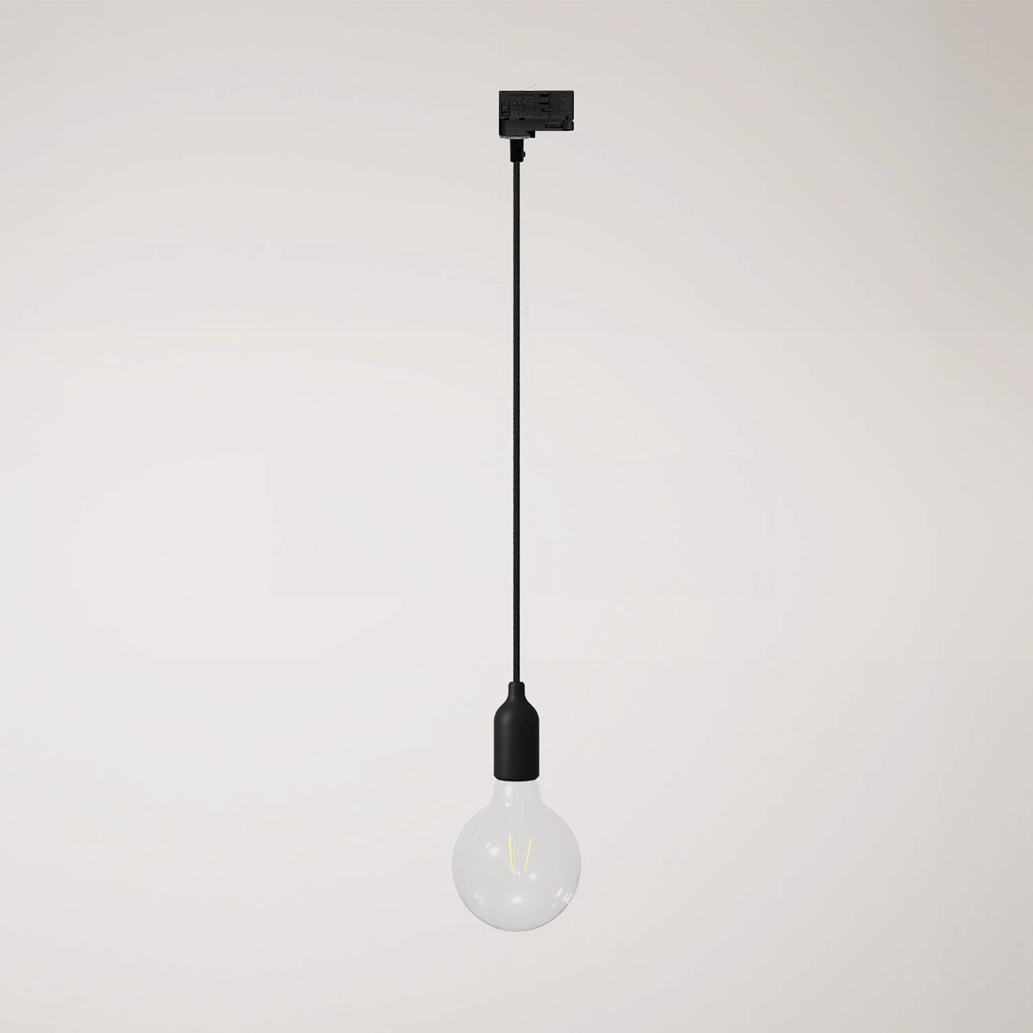 Pendant lamp for track in silicone with fabric cable - Black