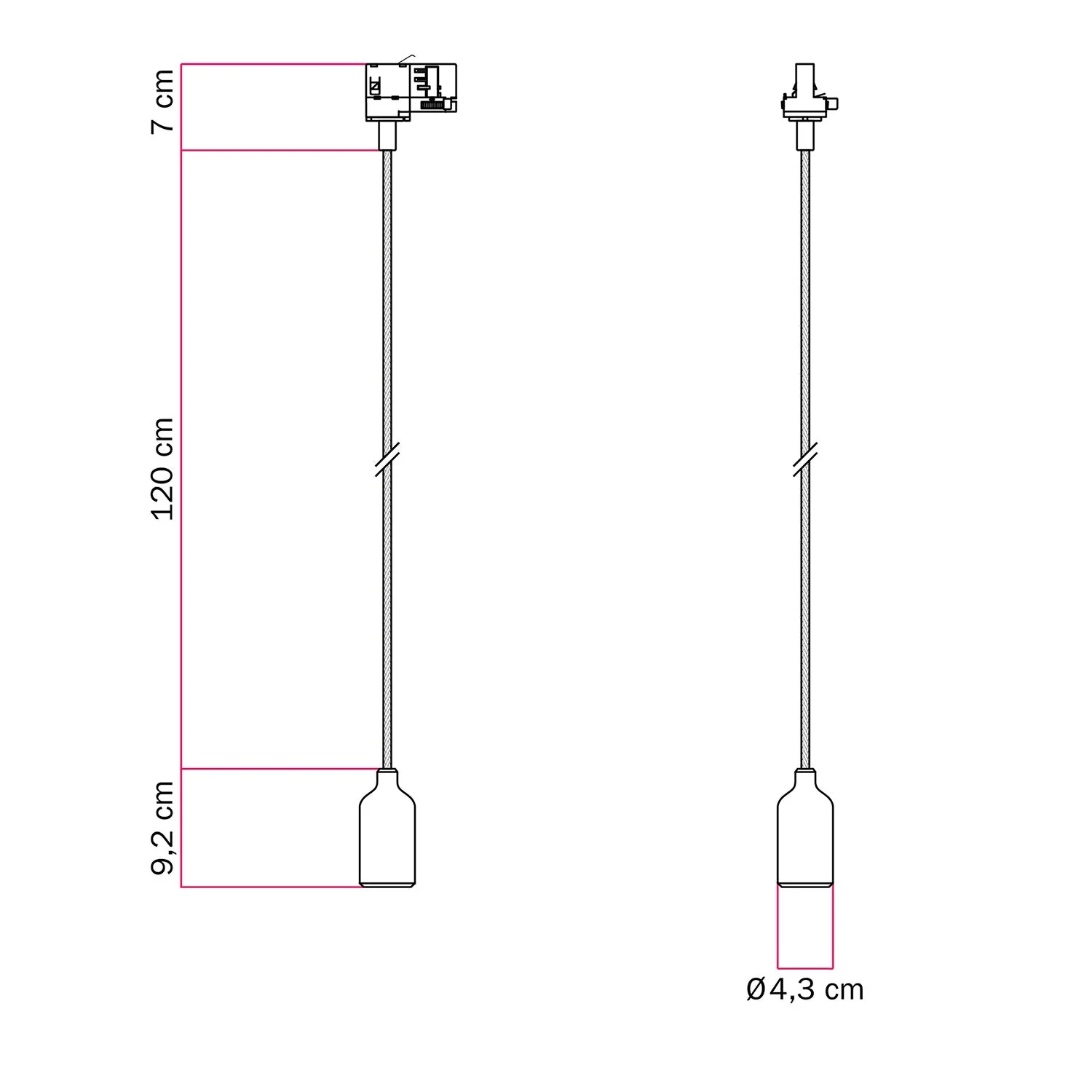 Pendant lamp for track in silicone with fabric cable - Black - Image 6