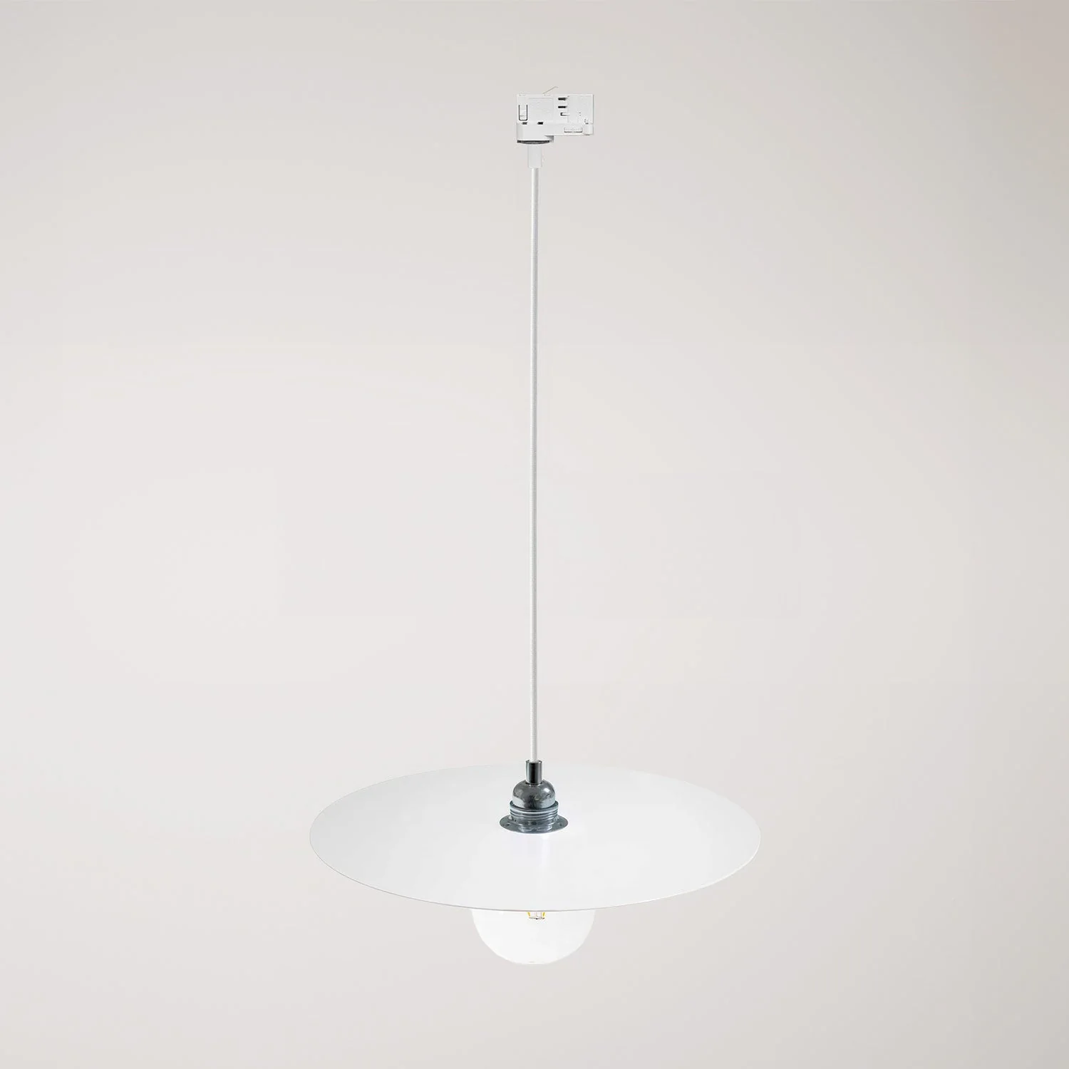 Pendant lamp for tracks with XL Ellepi lampshade - White