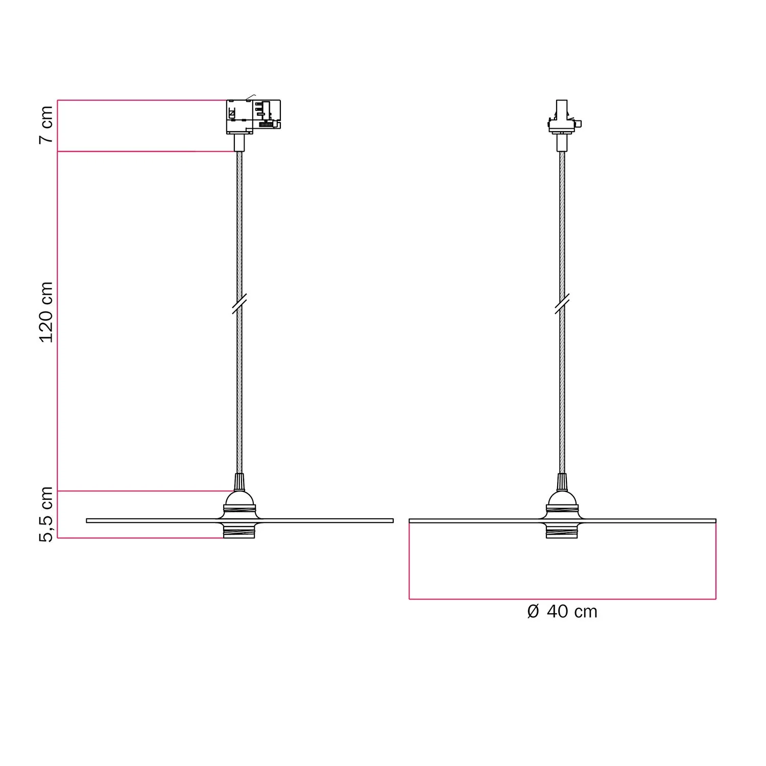 Pendant lamp for tracks with XL Ellepi lampshade - White - Image 6