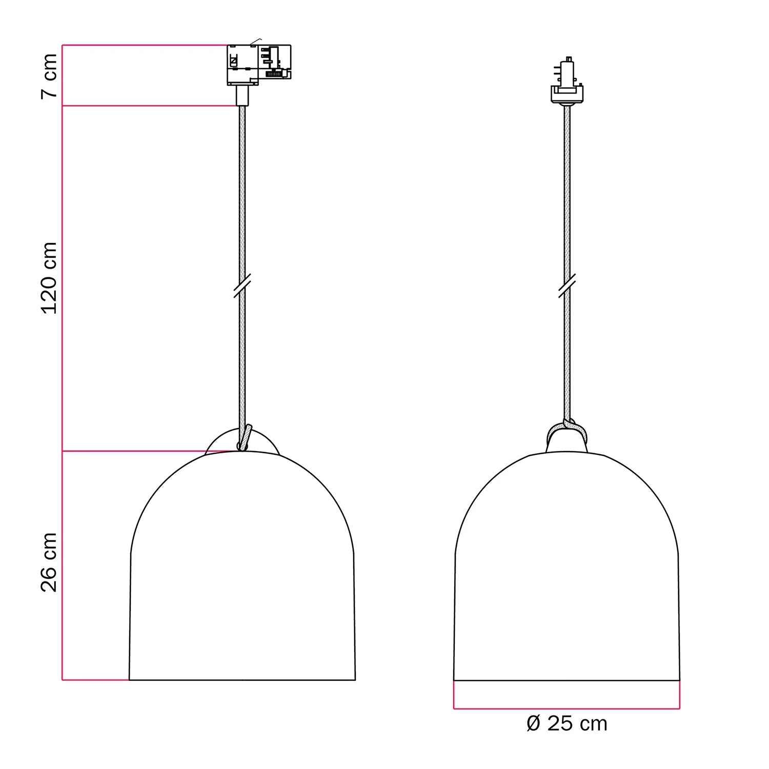 Track pendant with Campana M ceramic lampshade - Concrete effect - Image 6