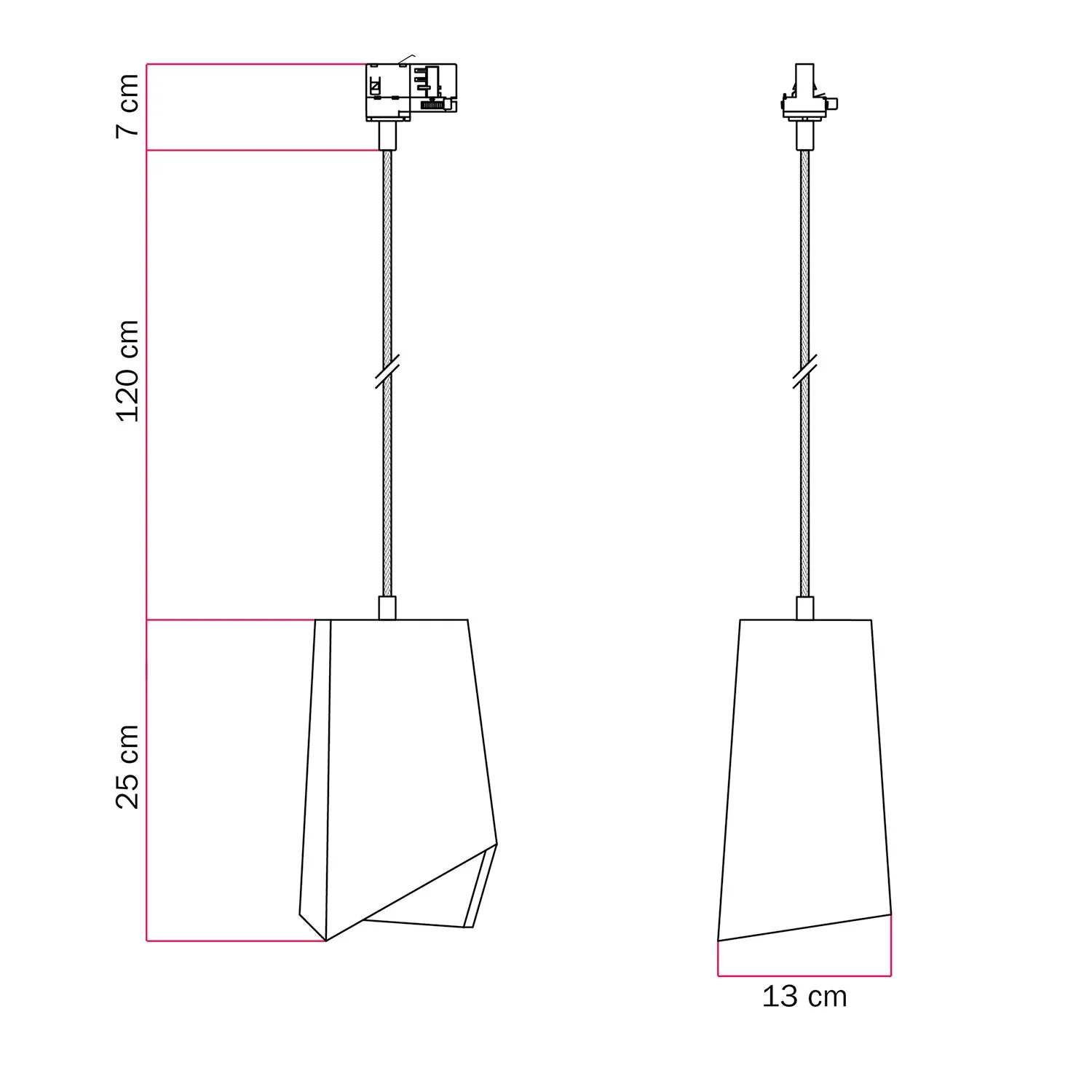 Track suspension with Prisma concrete lampshade - Dark concrete - Image 6