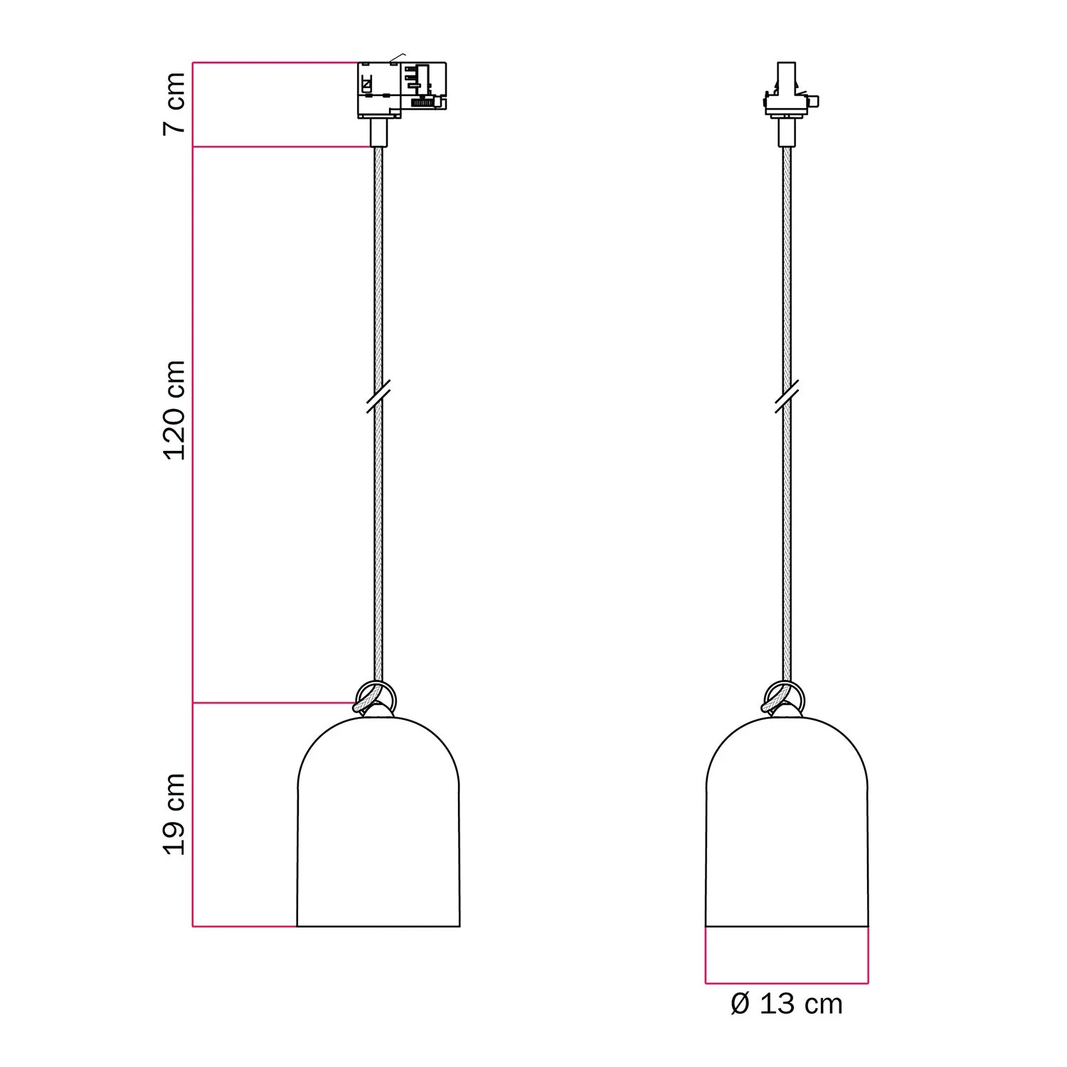 Track suspension with mini Bell ceramic lampshade - Slate - Image 6