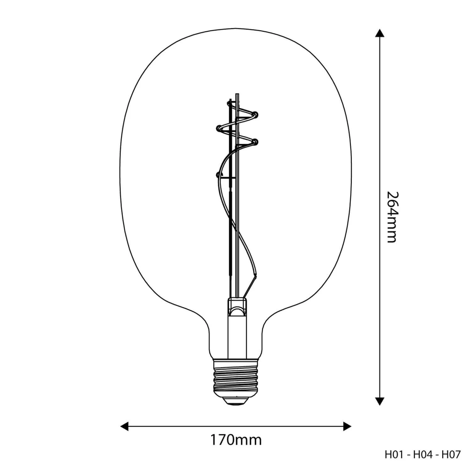 LED Transparent Oval Light Bulb 170 11W 1210Lm E27 2700K Dimmable - H01 - Image 3