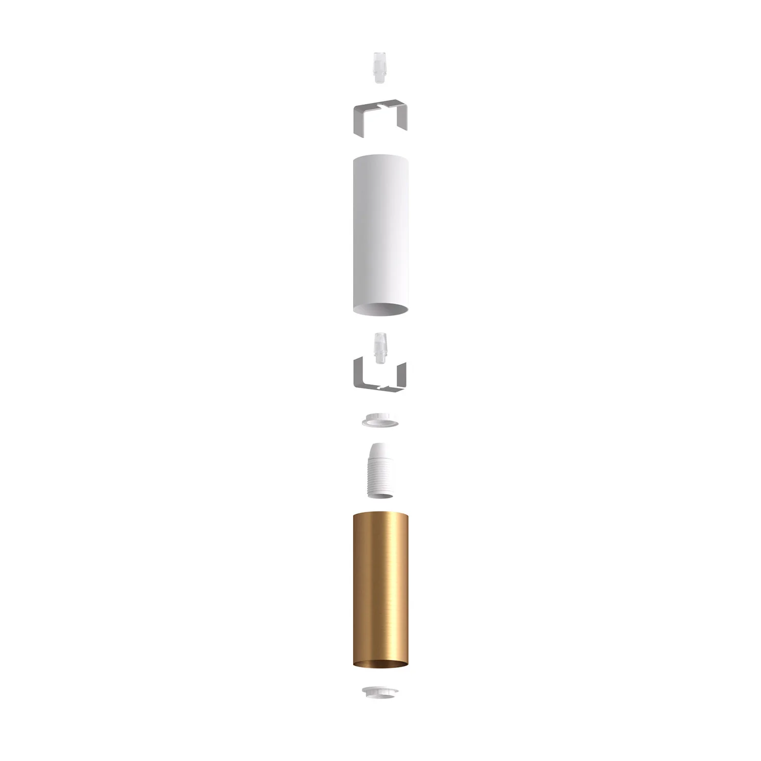 Tub-E12, double metal tube spotlight with double E12 socket ring - Matt White and Brushed Bronze - Image 2