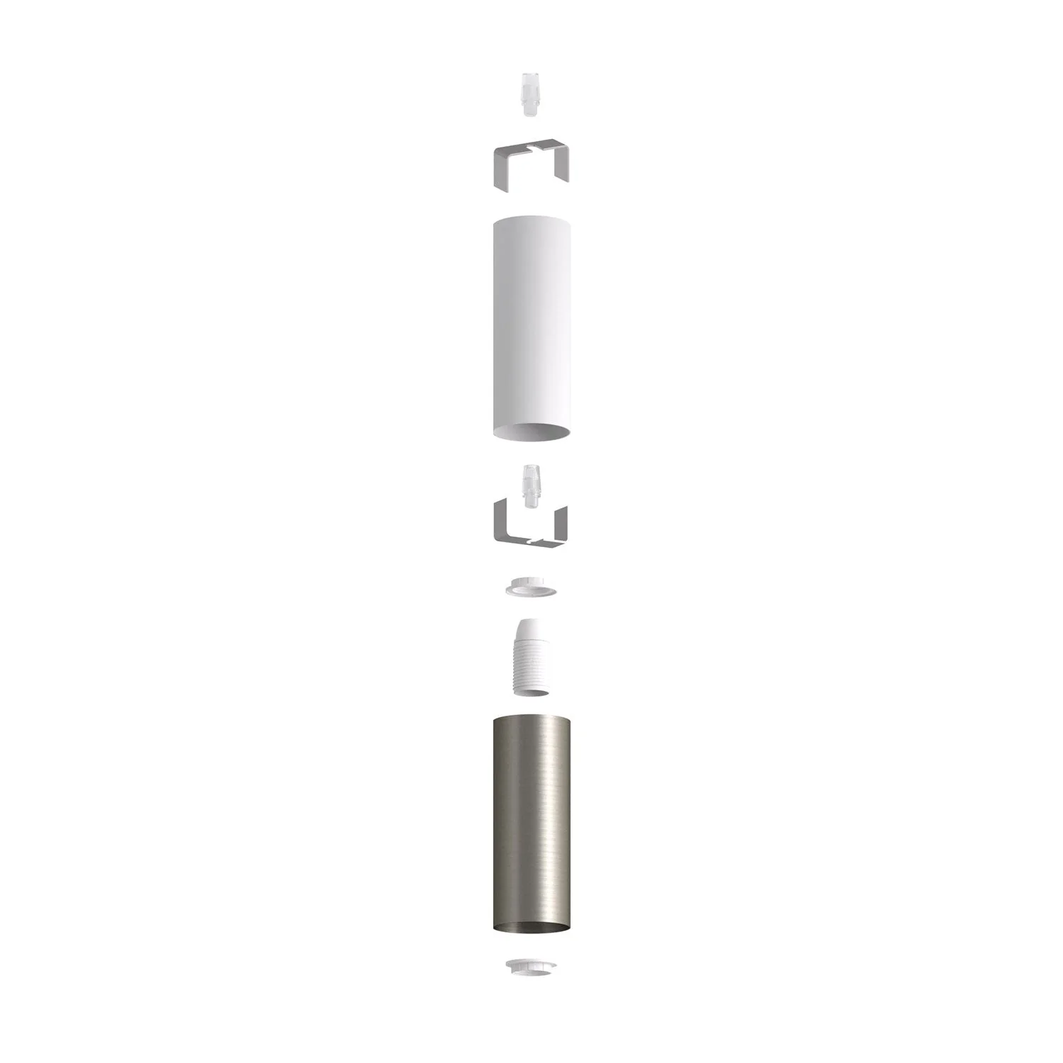 Tub-E14, double metal tube for spotlight with double ring nut E14 lamp holder - Matt white and Satin titanium - Image 2