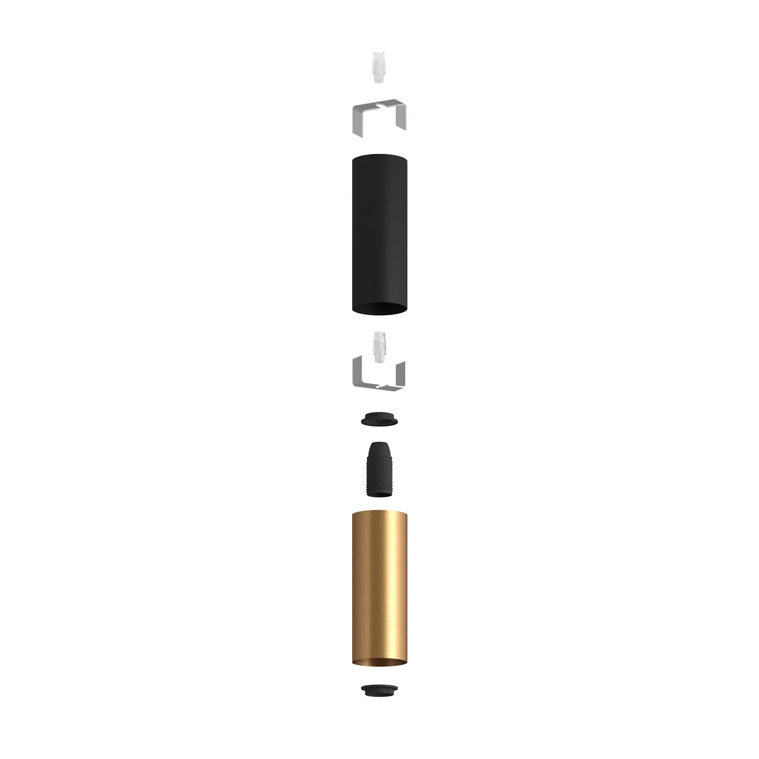 Tub-E14, double metal tube for spotlight with double ring E14 lamp holder – Satin Black and Bronze - Image 2