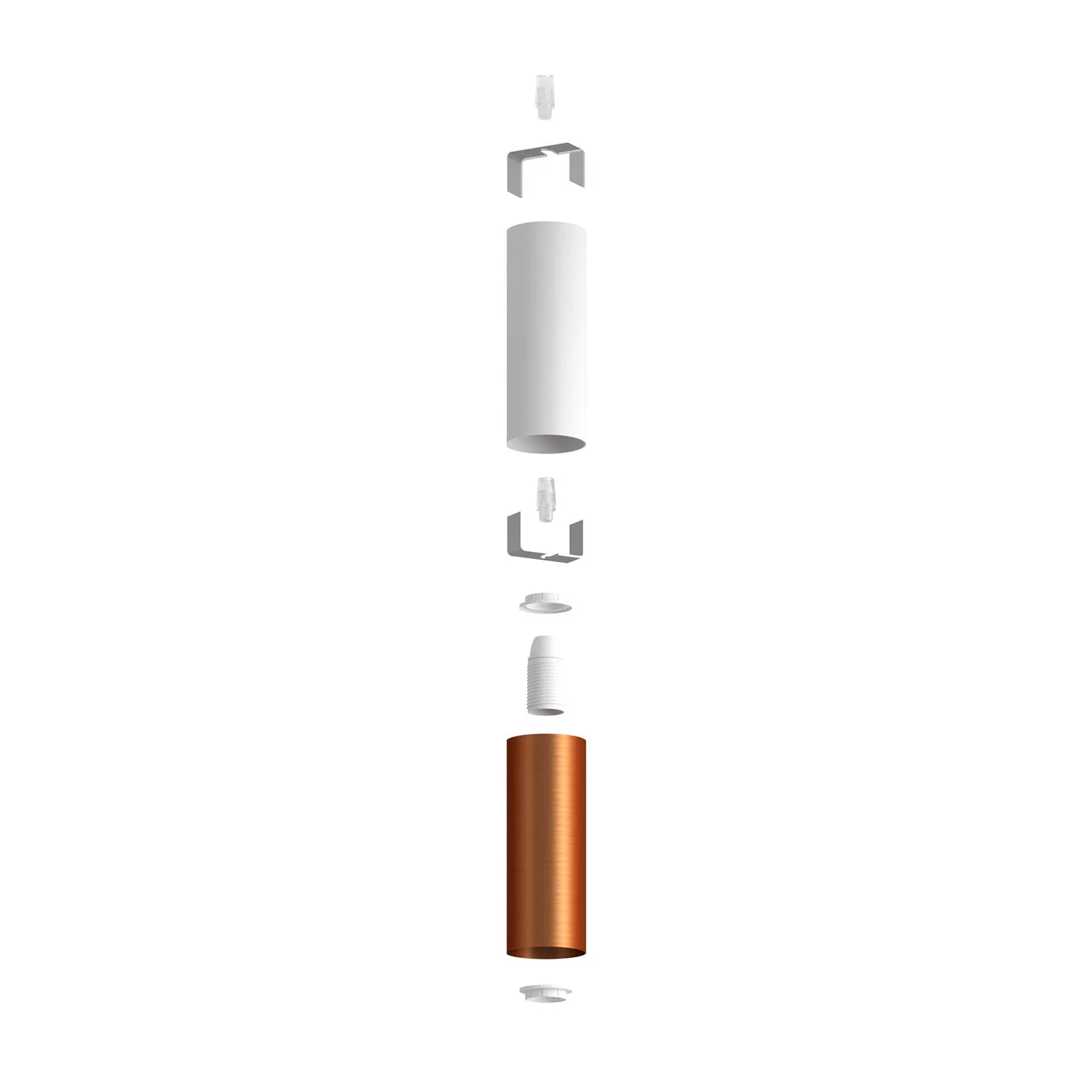 Tub-E14, double metal tube for spotlight with double-ring E14 lamp holder – Matt White and Satin Copper - Image 2
