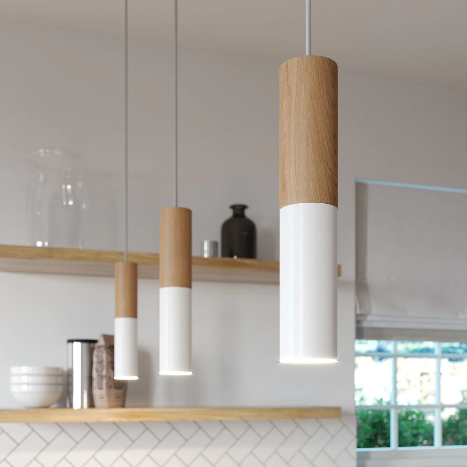 Tub-E14, wood and metal tube for spotlight with double ring E14 lamp holder - Neutral and Matt White - Image 5