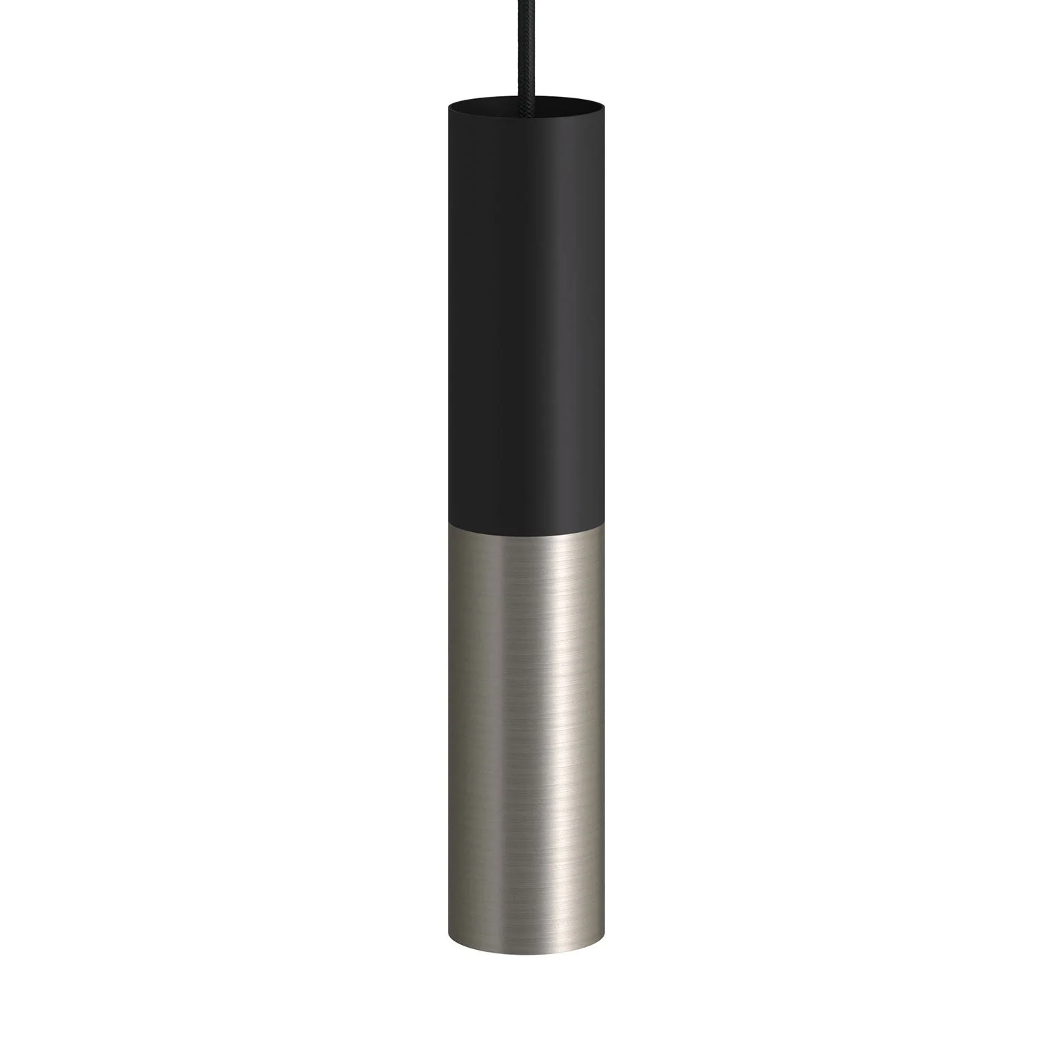 Tub-E14, double metal tube for spotlight with double-ring E14 lamp holder - Black and Satin Titanium