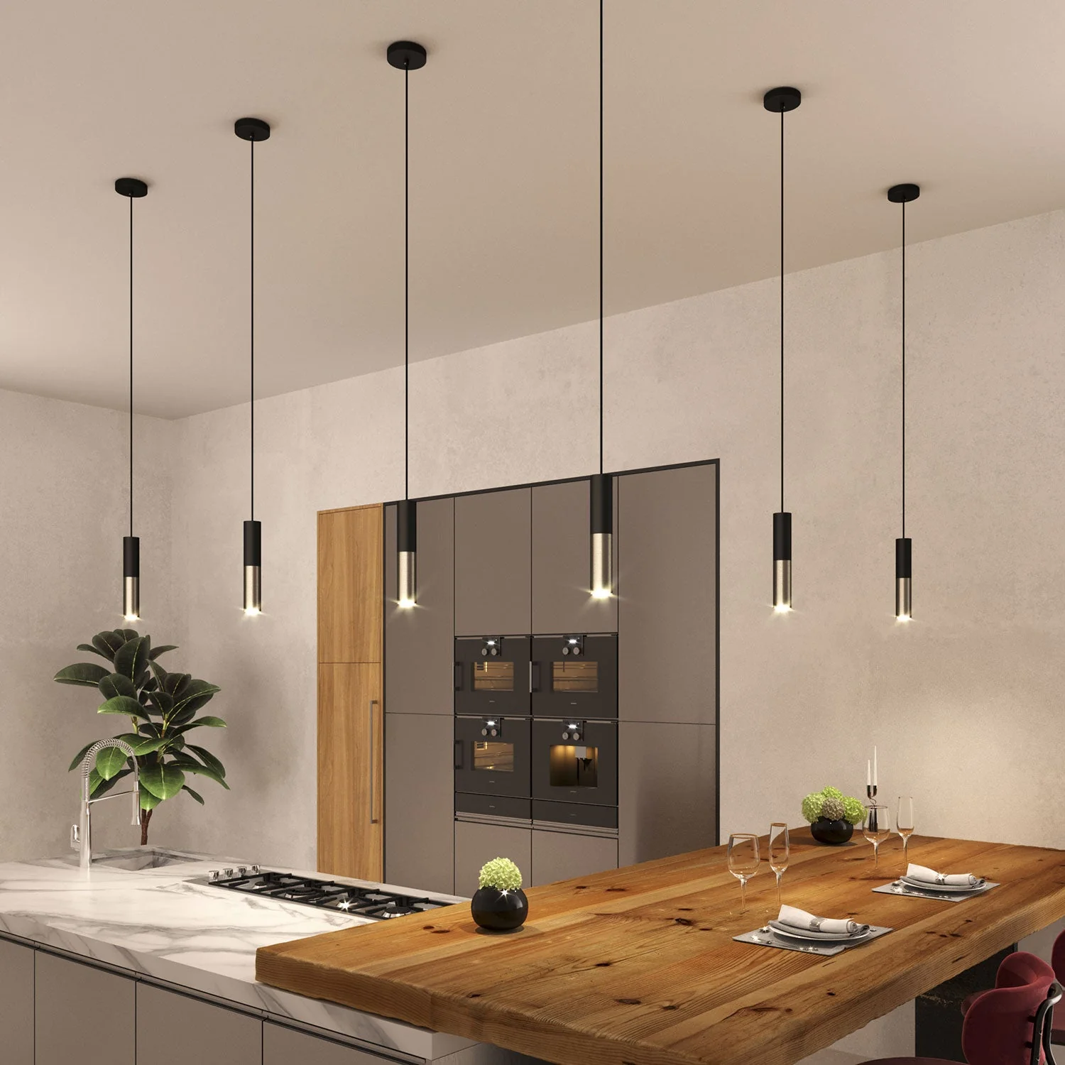 Tub-E14, double metal tube for spotlight with double-ring E14 lamp holder - Black and Satin Titanium - Image 4