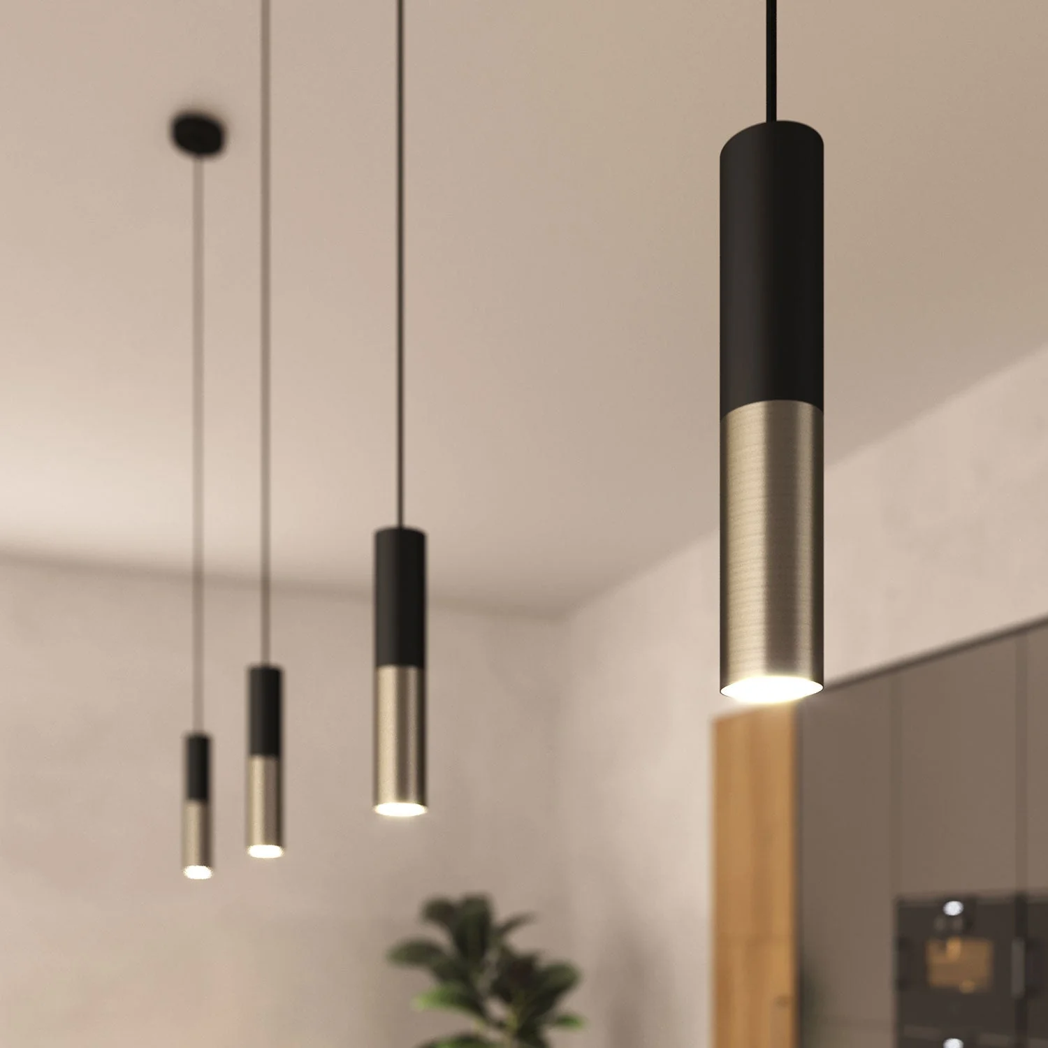 Tub-E14, double metal tube for spotlight with double-ring E14 lamp holder - Black and Satin Titanium - Image 6