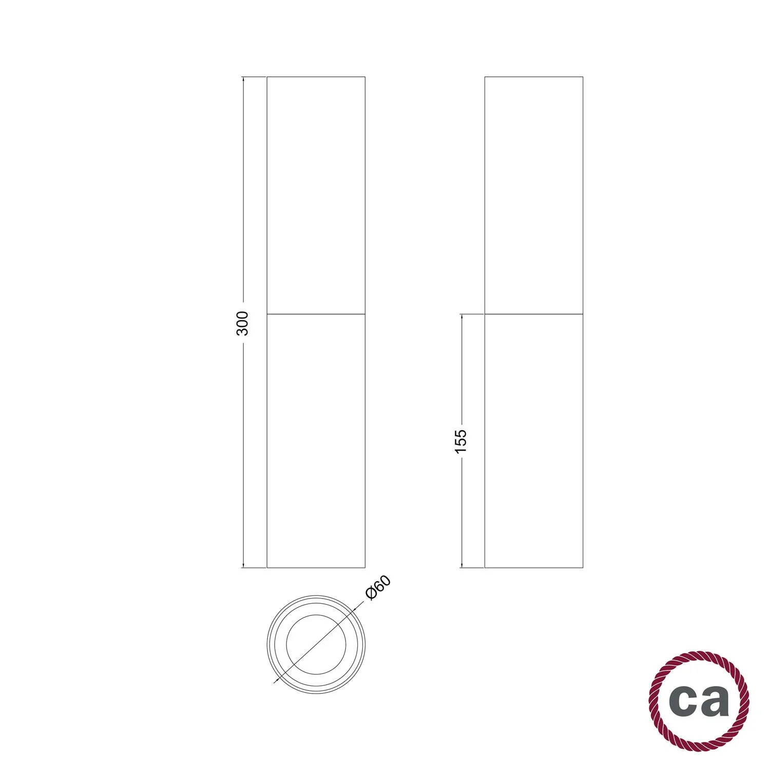 Tub-E14, wooden and metal tube for spotlight with double-ring E14 lamp holder - Neutral and Satin Bronze - Image 6