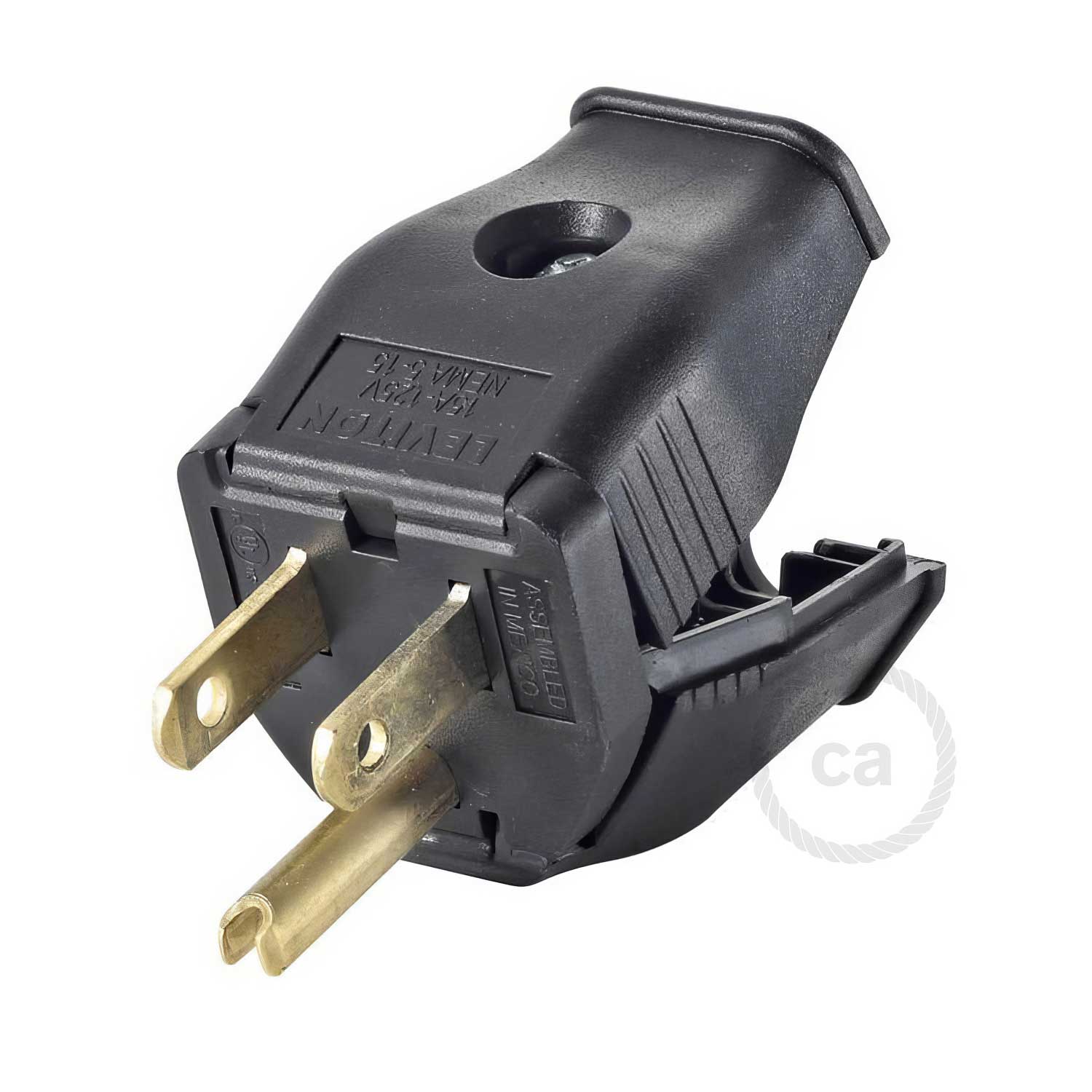 Three-pin American plug - UL approved - Black - Image 2