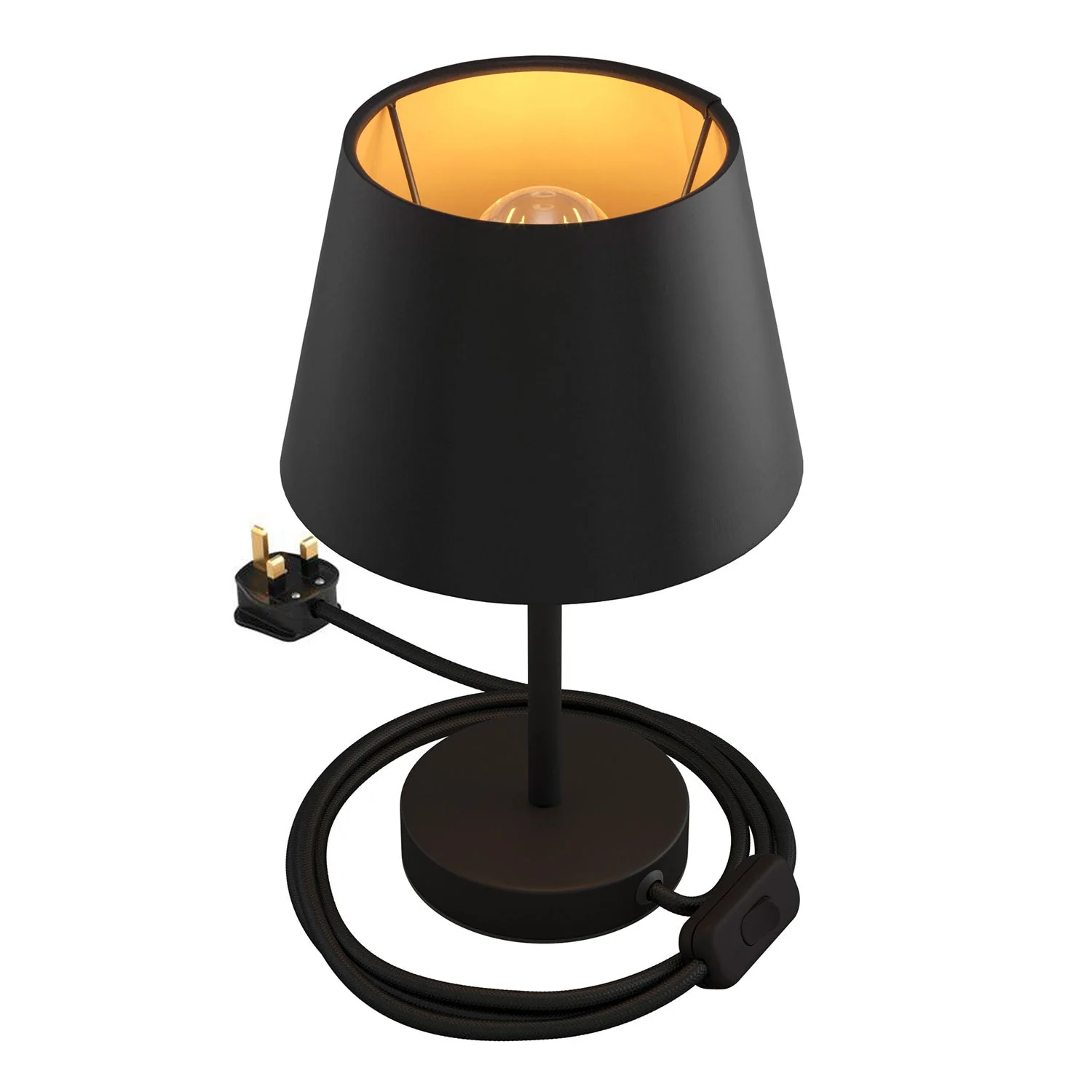 Alzaluce with Impero lampshade, metal table lamp and UK plug - Cinette black - Image 5
