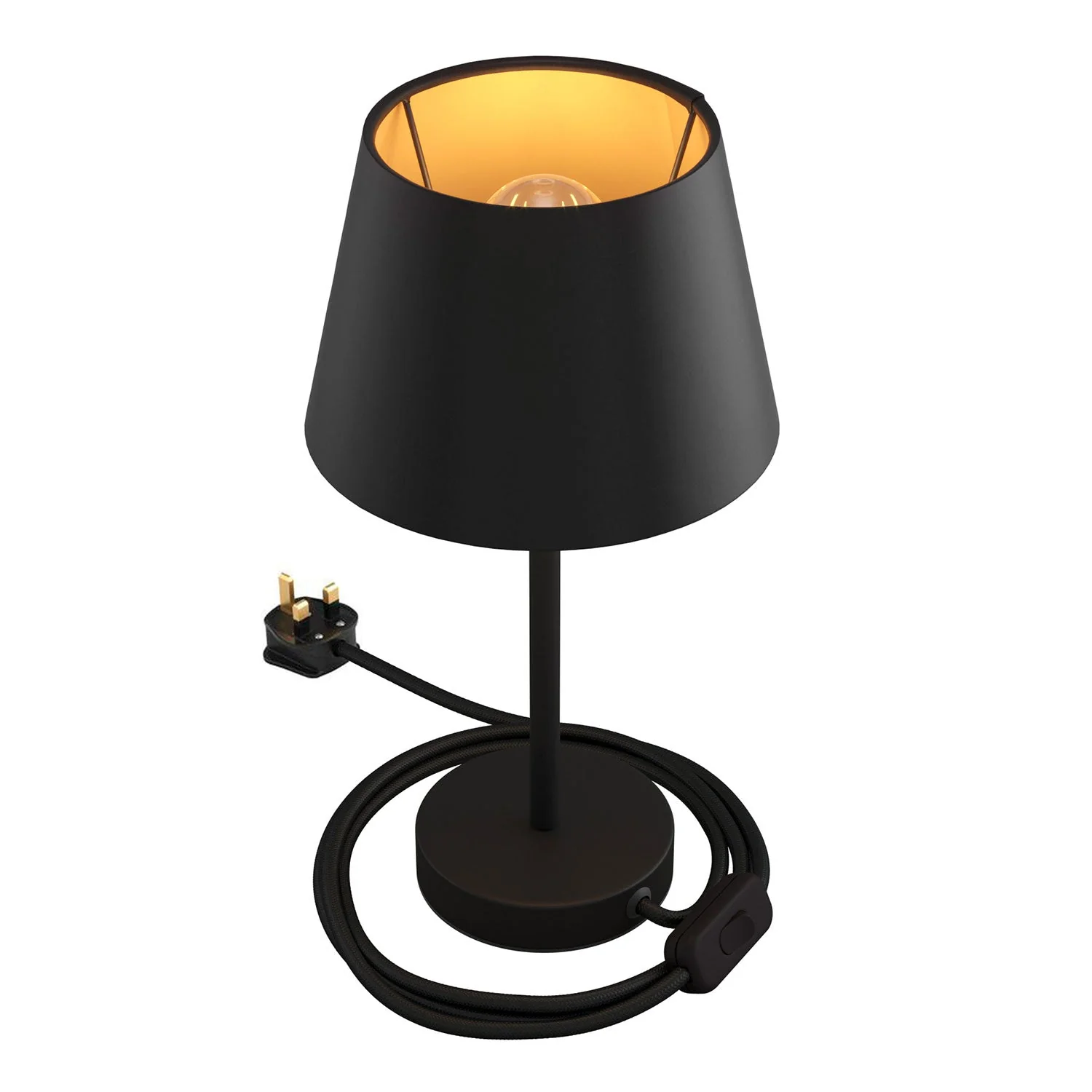 Alzaluce with Impero lampshade, metal table lamp and UK plug - Cinette black - Image 6