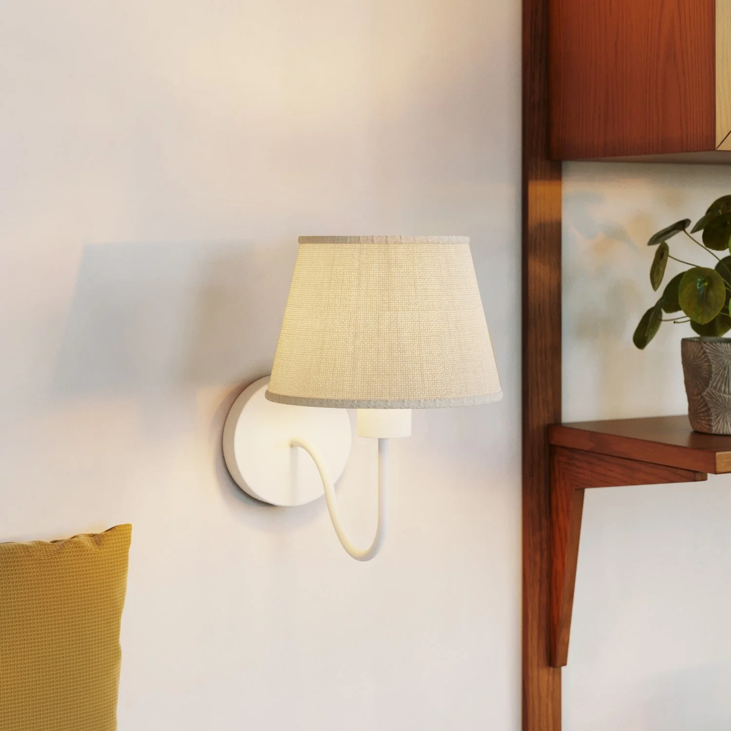Fermaluce wall lamp with S-shaped extension and Impero lampshade - Light Jute - Image 2