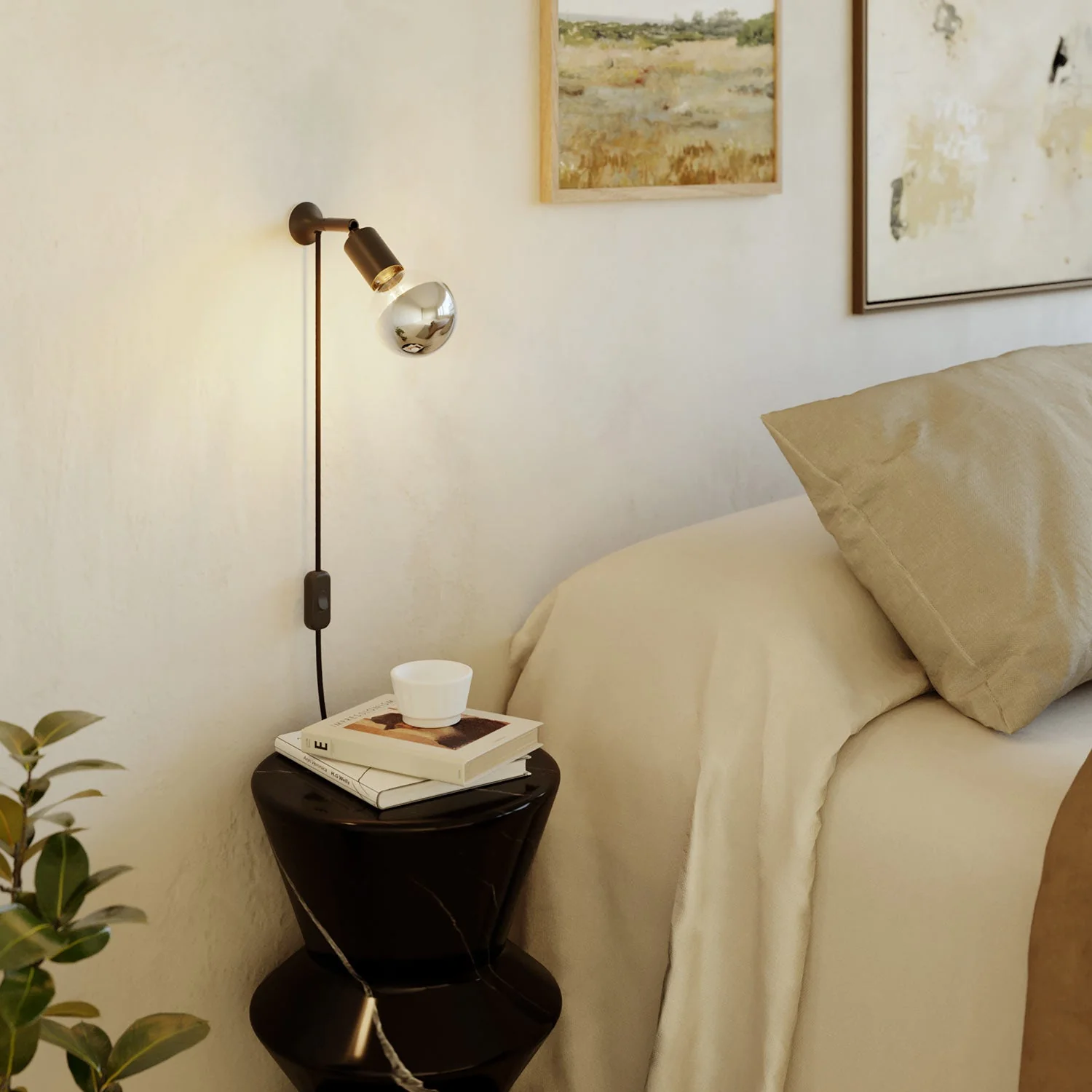 MAG-Y wall light with joint and half-sphere light bulb – Black - Image 2