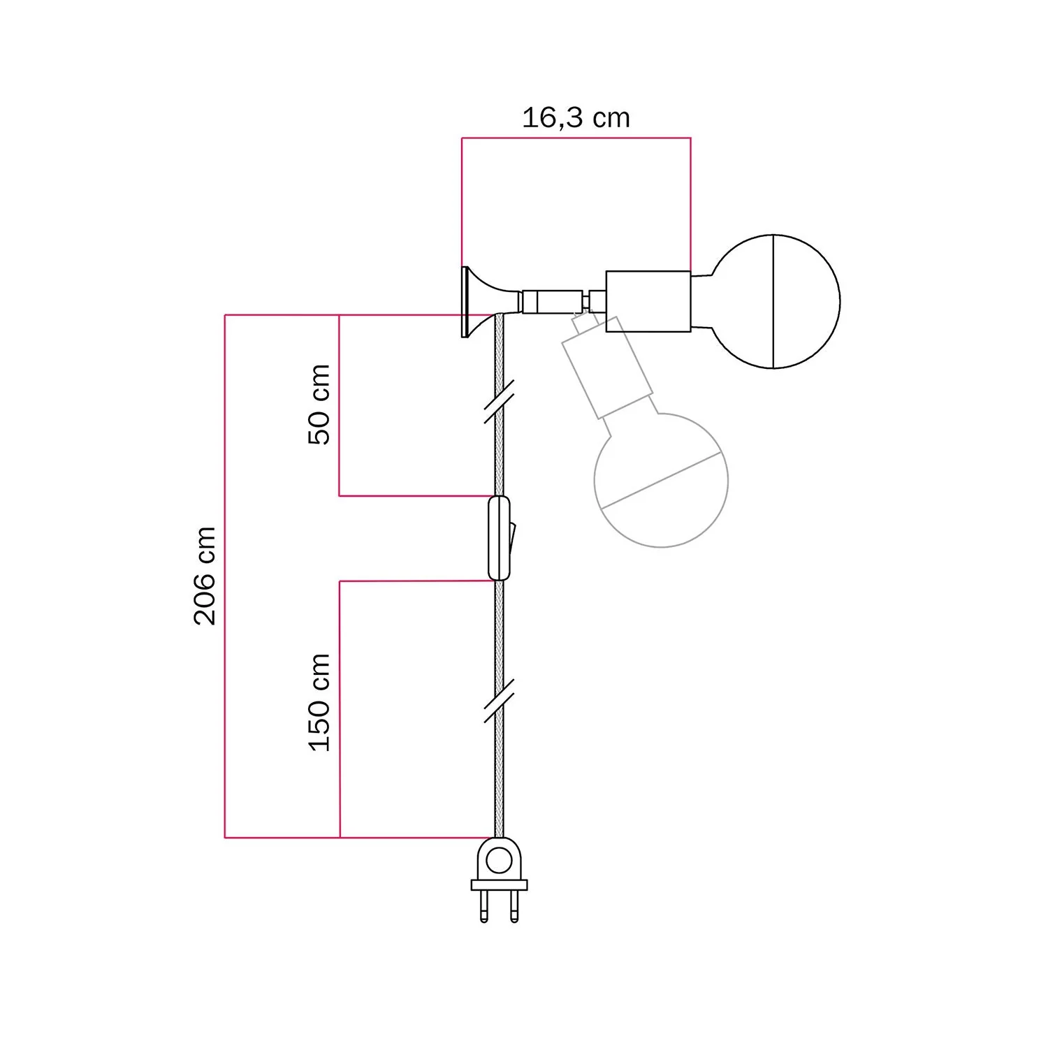 MAG-Y wall lamp with joint and half-sphere light bulb - Satin bronze - Image 5