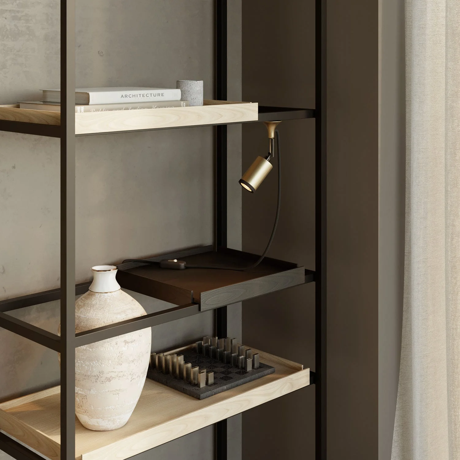 MAG-Y wall lamp with joint and spotlight - Satin bronze - Image 2