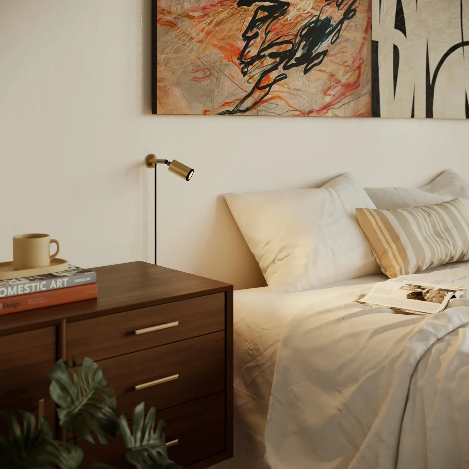 MAG-Y wall lamp with joint and spotlight - Satin bronze - Image 3