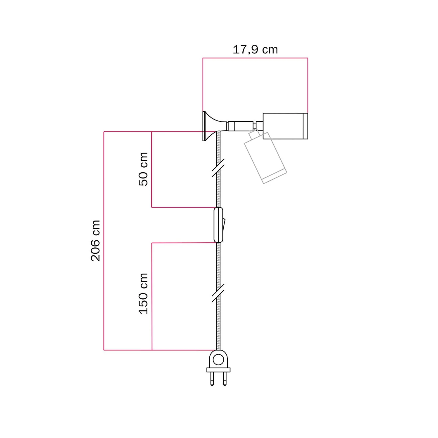 MAG-Y wall lamp with joint and spotlight - Satin bronze - Image 6