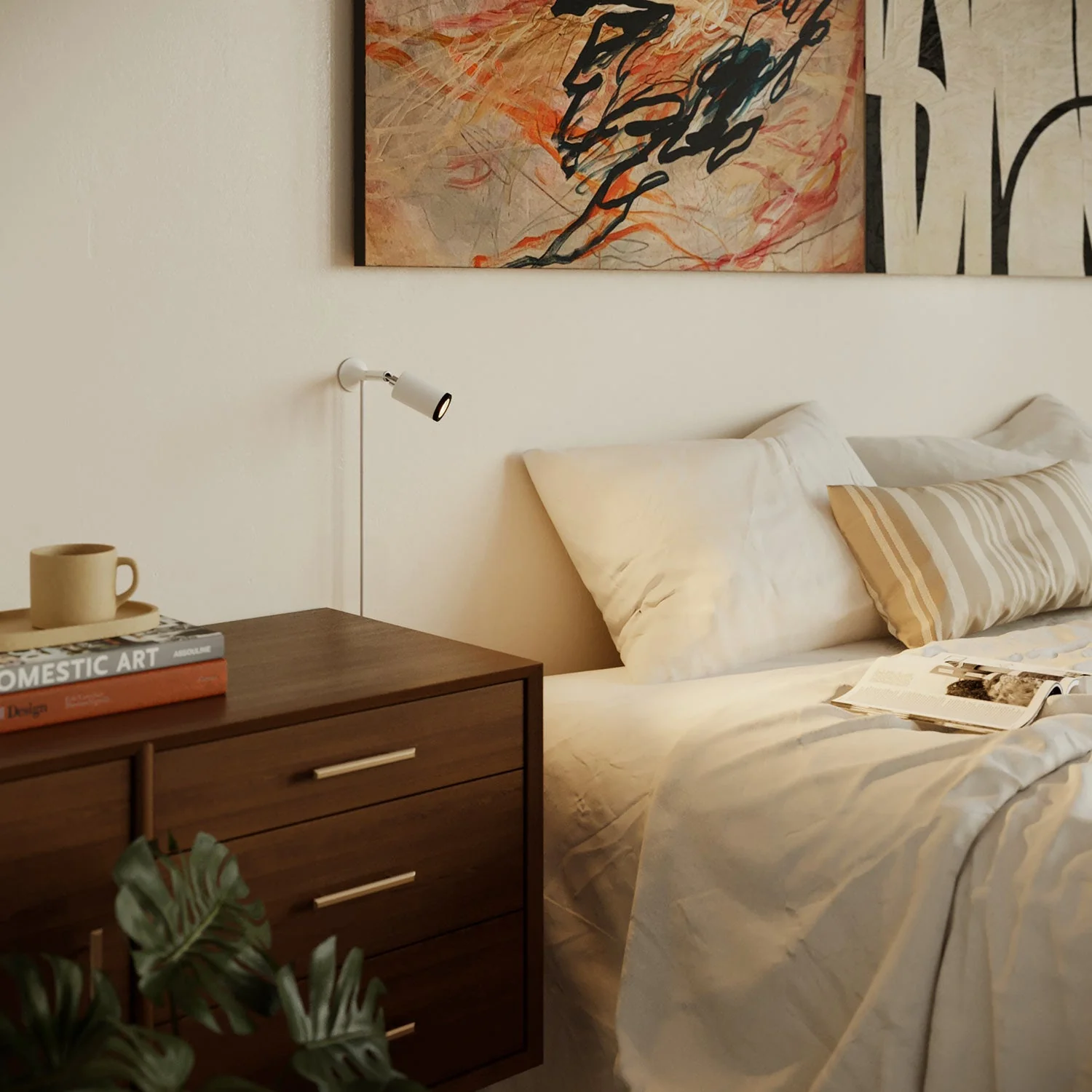 MAG-Y wall lamp with joint, spot light and UK plug - Matt white - Image 3
