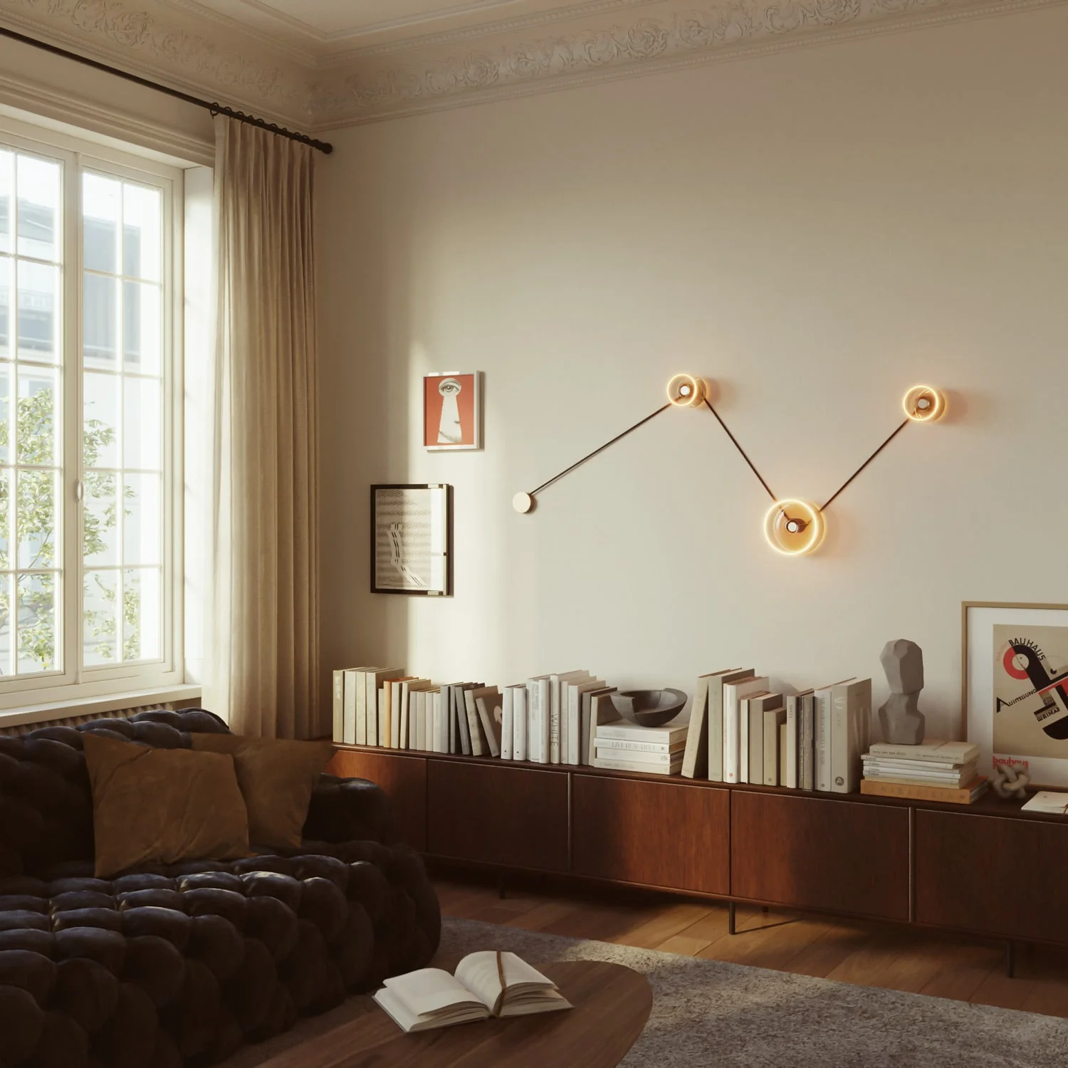 Spostaluce wall lamp with 3 Ghost light bulbs and black and gold cable - Image 2