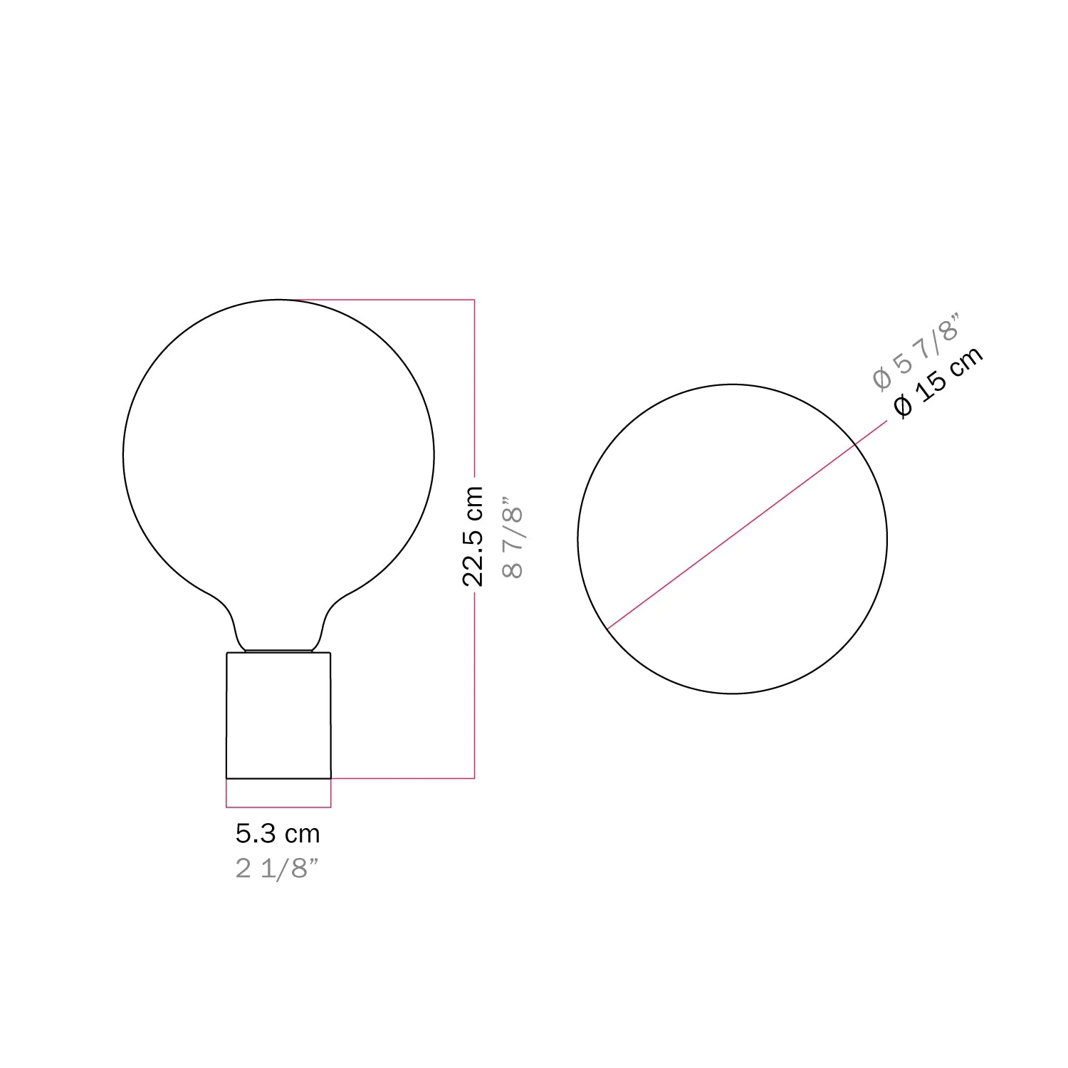 Metal wall light with globe light bulb porcelain effect - Satin bronze - Image 6