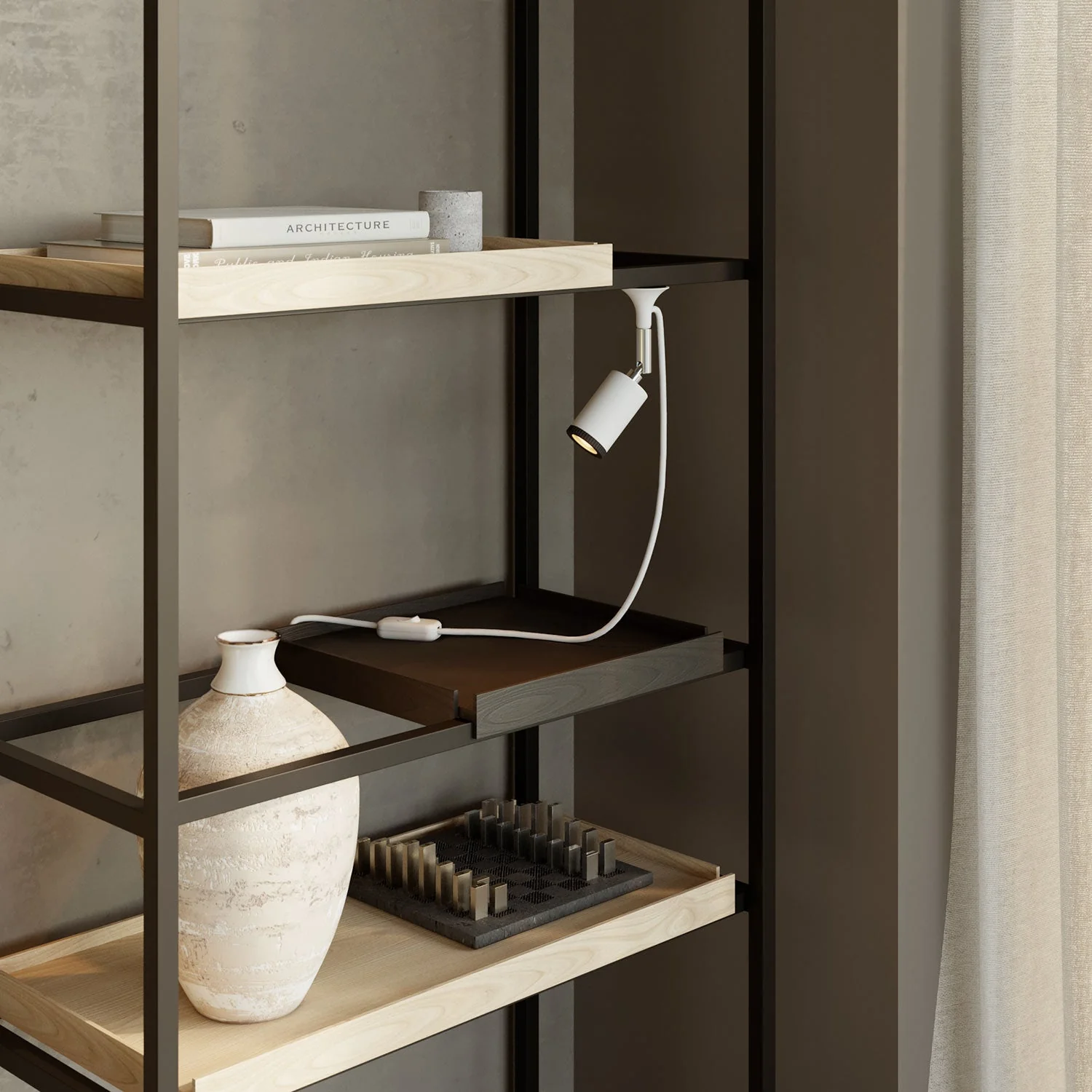 MAG-Y wall lamp with joint and spot light - Matt White - Image 2