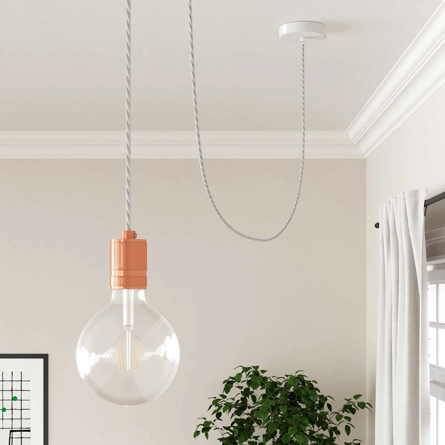 White Cotton Covered Twisted Electric Cable - TC01 - Image 3
