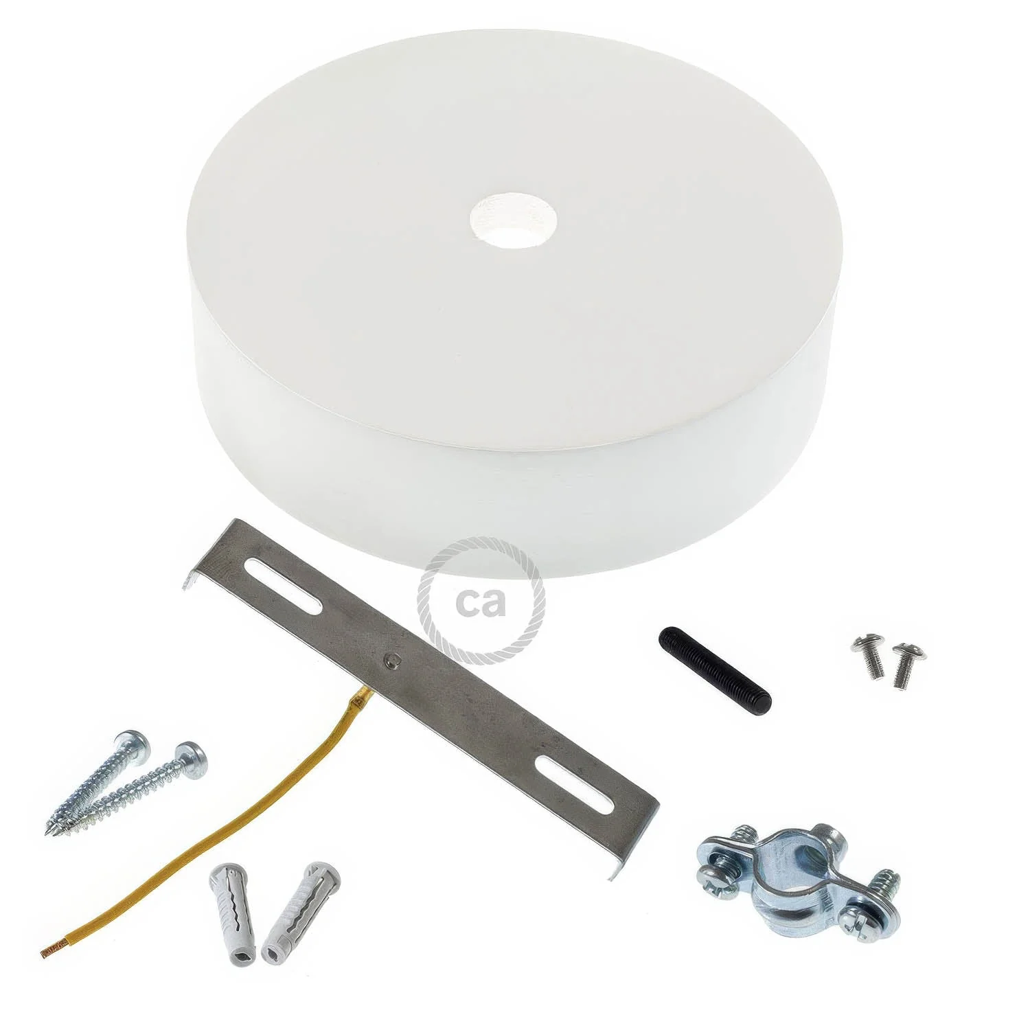 Wooden ceiling rose kit for XL cord - White - Image 2