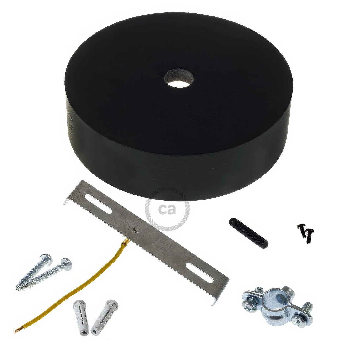 Wooden ceiling rose kit for XL cord - Black - Image 2