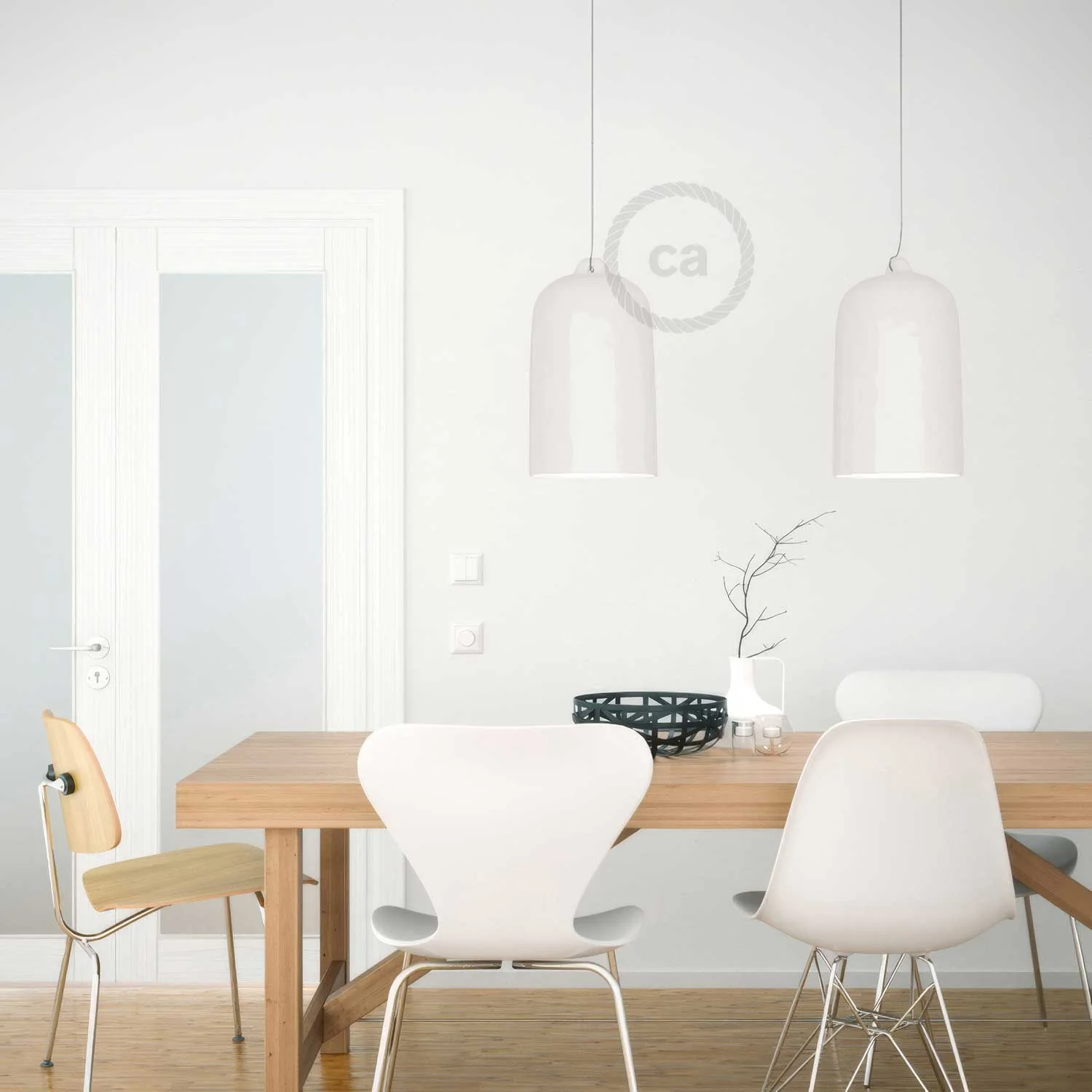 Campana, XL ceramic lampshade for pendant light - Made in Italy - Glossy white - Image 3