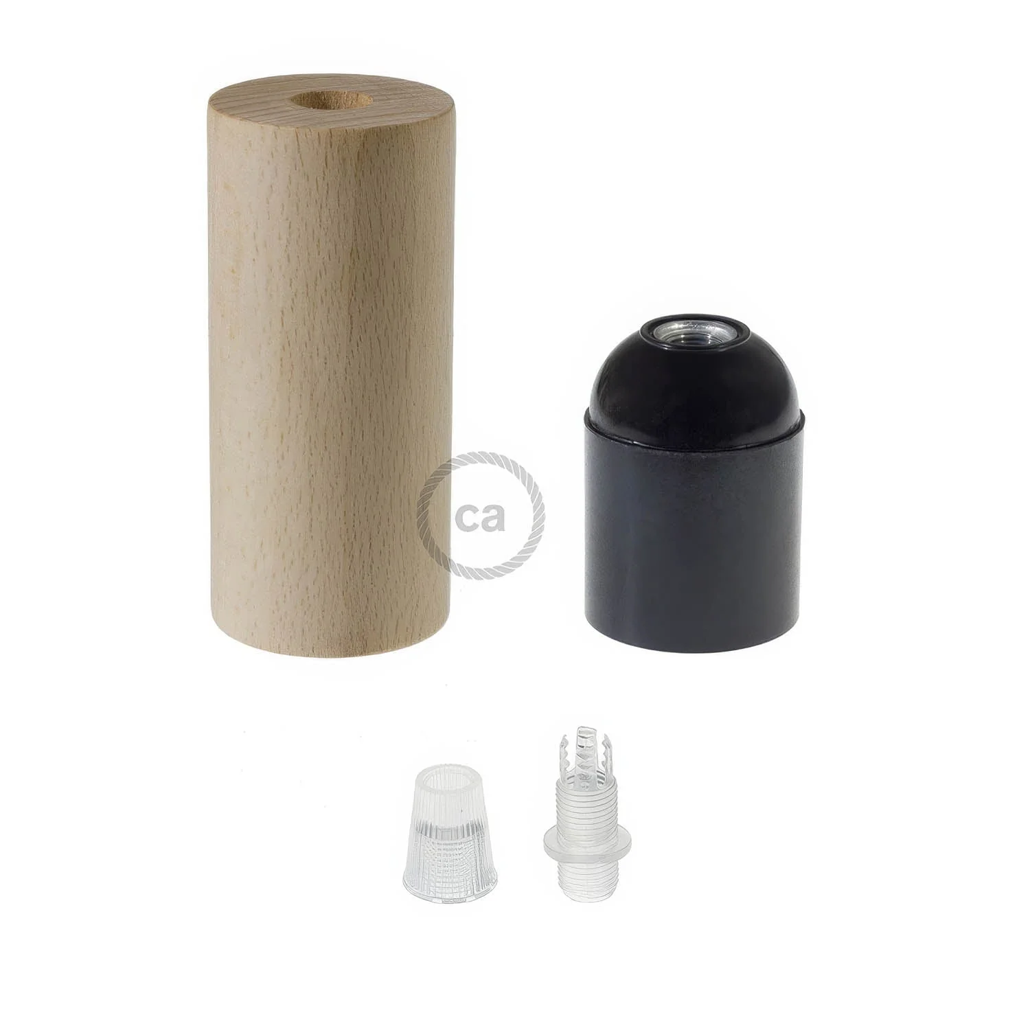 XL Wooden E26 light bulb socket kit for Rope Cables - Neutral - Image 2