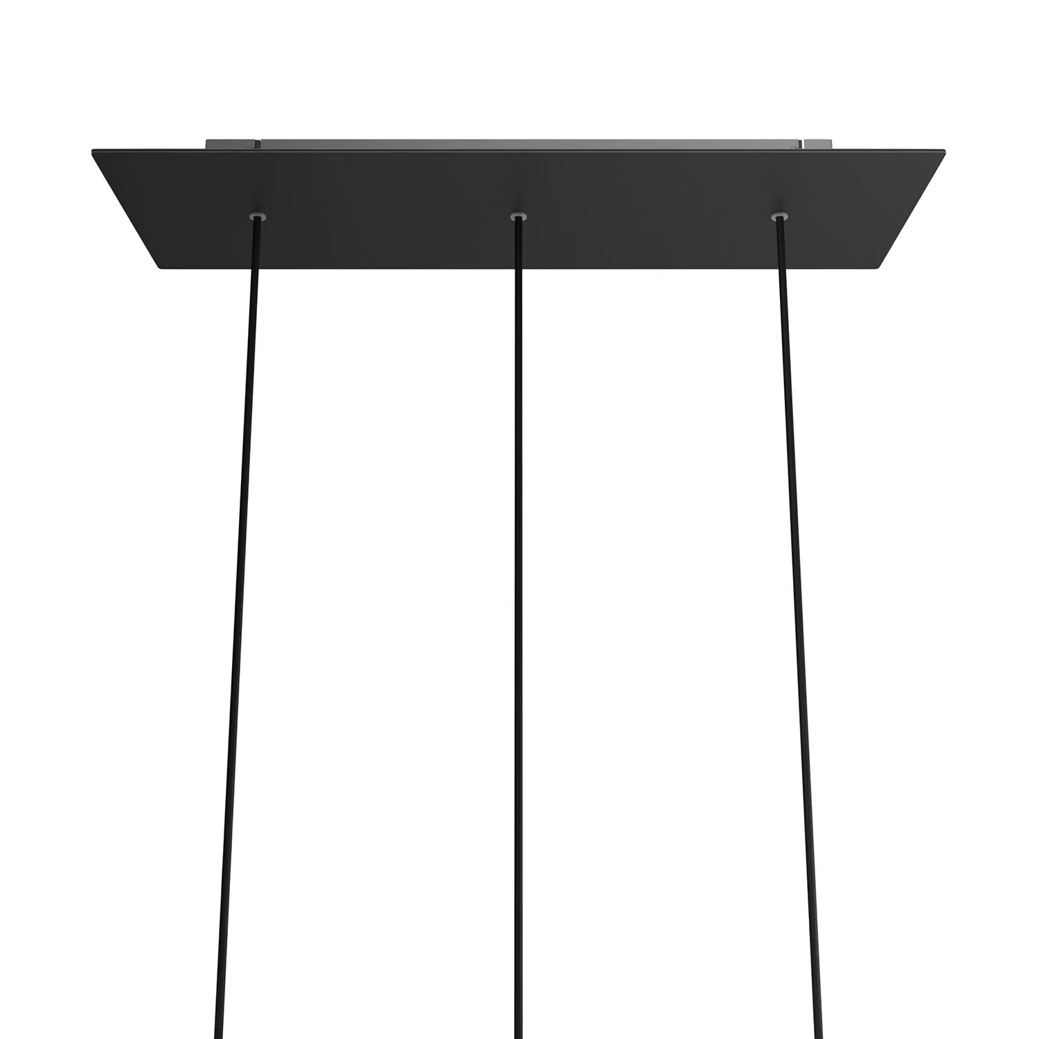 XXL Rose-One rectangular ceiling rose with 3 in-line holes and 6 side holes, dimensions 675 x 225 mm – Matte black Dibond