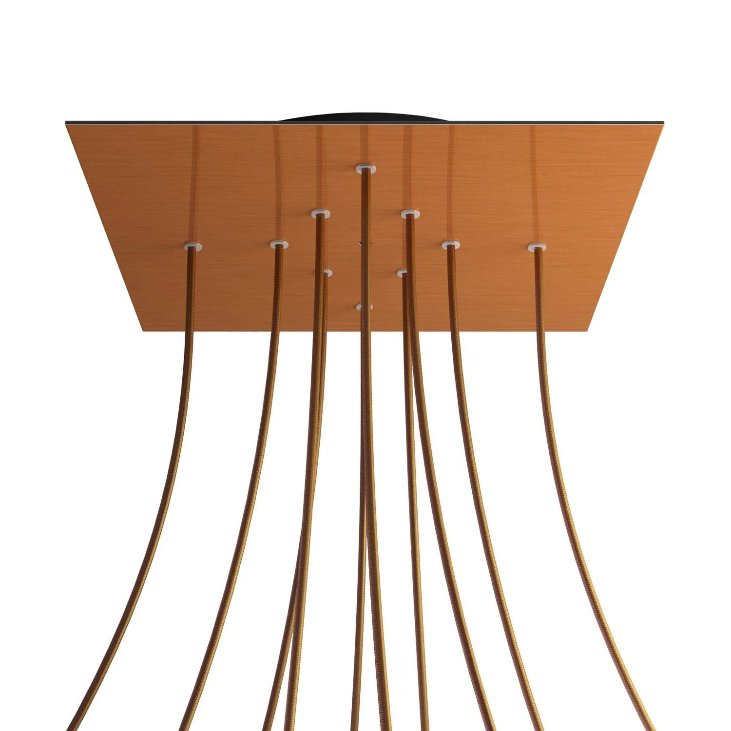 XXL Rose-One square ceiling rose, 400 mm with 10 holes and 4 side holes - Satin copper Dibond - Image 8
